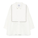 Dou Dou Camicia tinta unita con Righino In Contrasto Bianco per Bambina DX5A10X BIANCO DOU DOU 