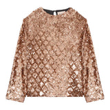 Dou Dou Maglia tinta unita con Paillettes Oro per Bambina DX5A60U0239 ORO DOU DOU 