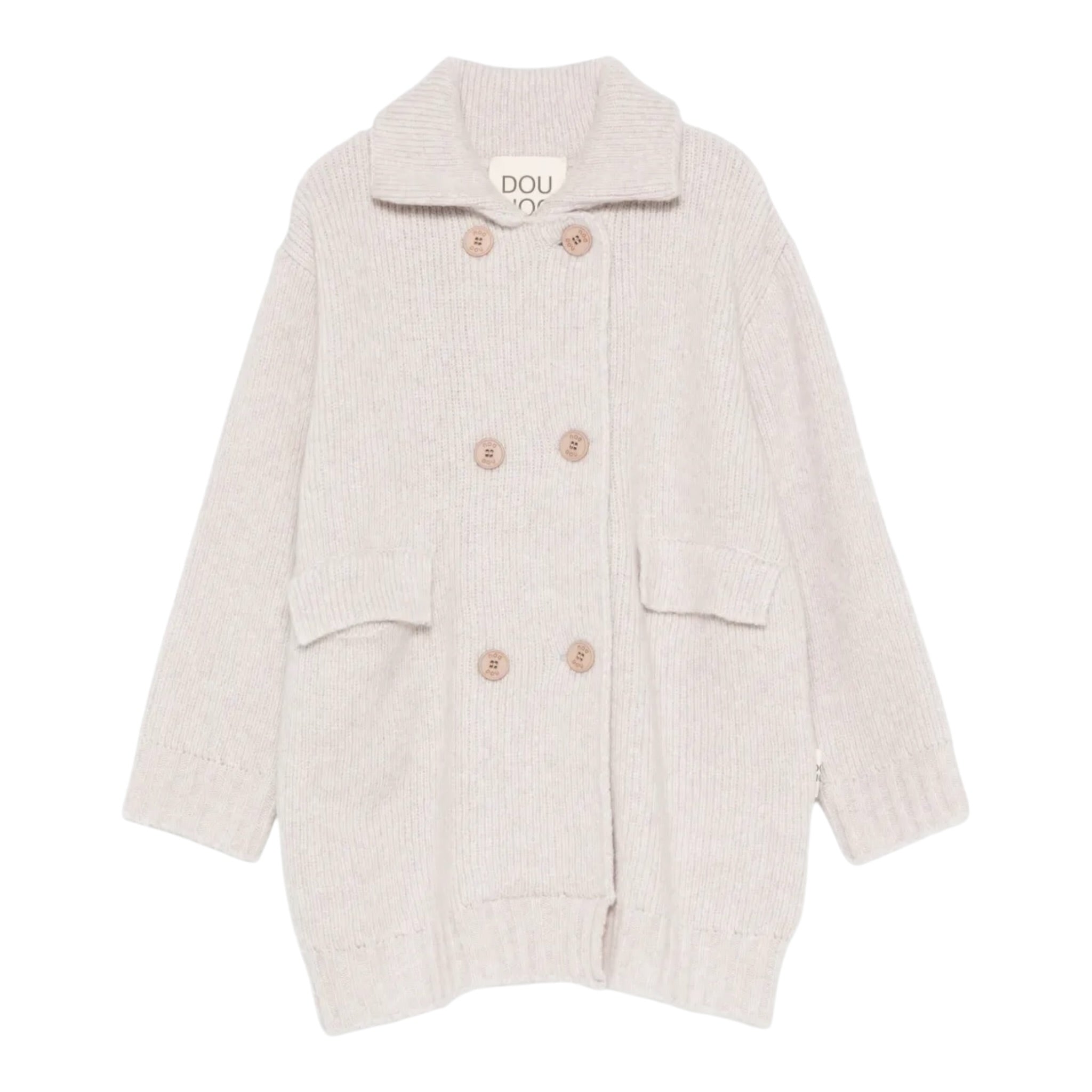 Dou Dou Cardigan tinta unita con Bottoni Beige per Bambina DX9A00W0222 BEIGE DOU DOU 