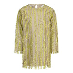 Dou Dou Abito Manica Lunga Tinta Uita con Rete Beige per Bambina DXB10 BEIGE DOU DOU 