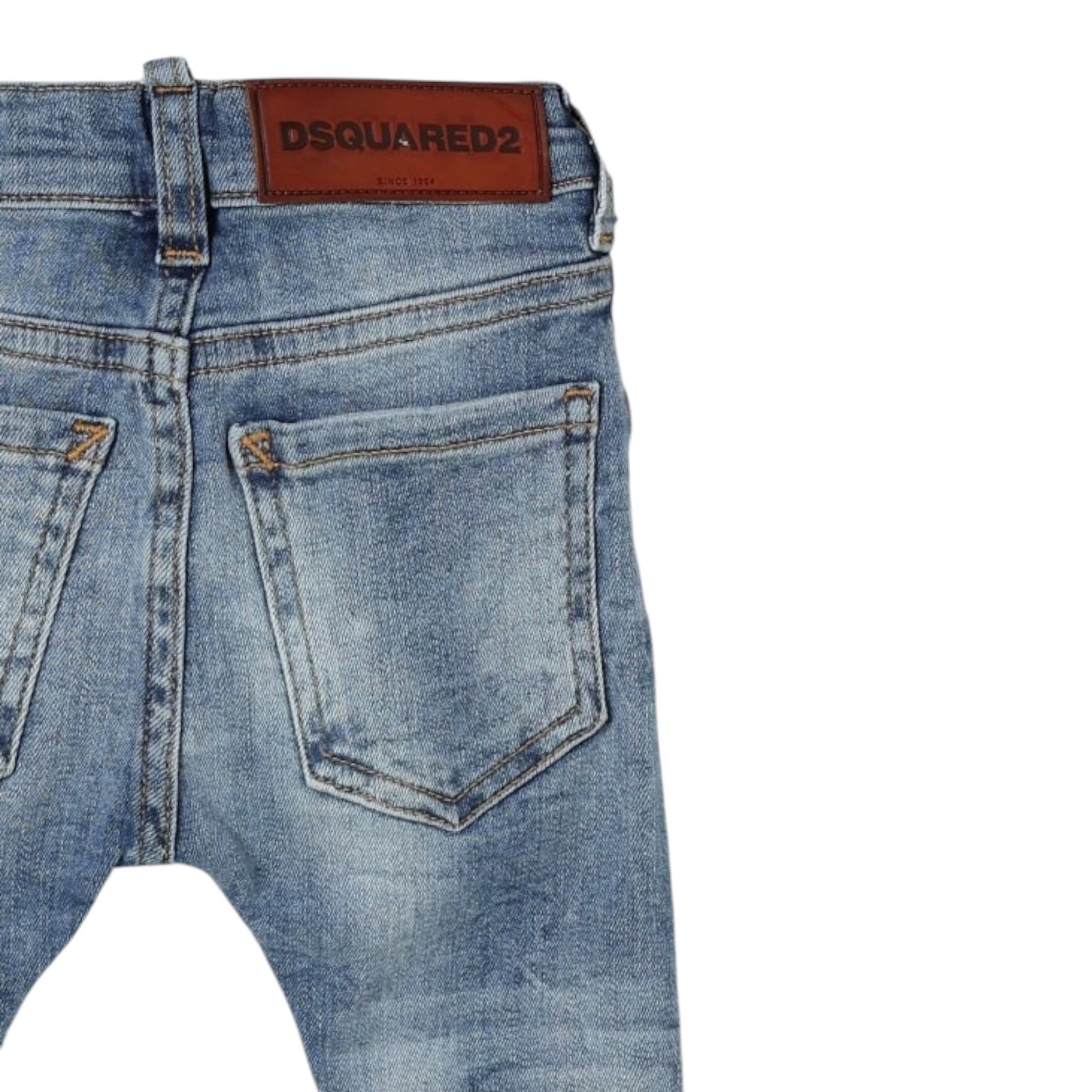 Dsquared2 Jeans tinta unita con Girovita Regolabile Azzurro per Bambino DQ01TCXX AZZURRO DSQUARED2 