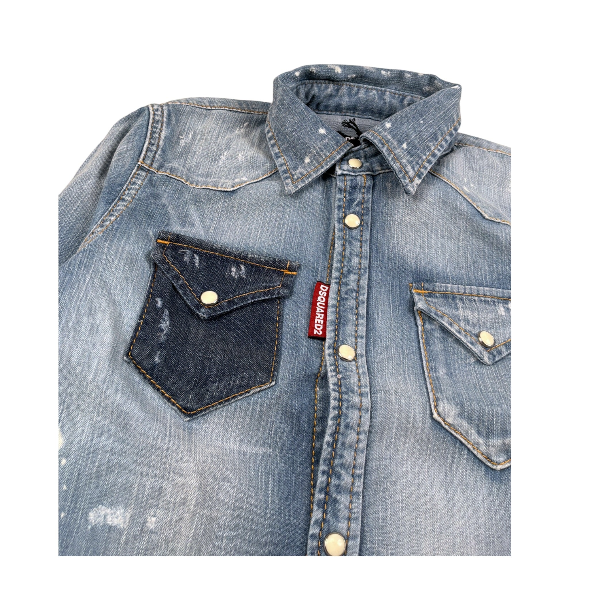 Dsquared2 Camicia Manica Lunga In Denim tinta unita Azzurro per Bambino DQ02DG AZZURRO DSQUARED2 