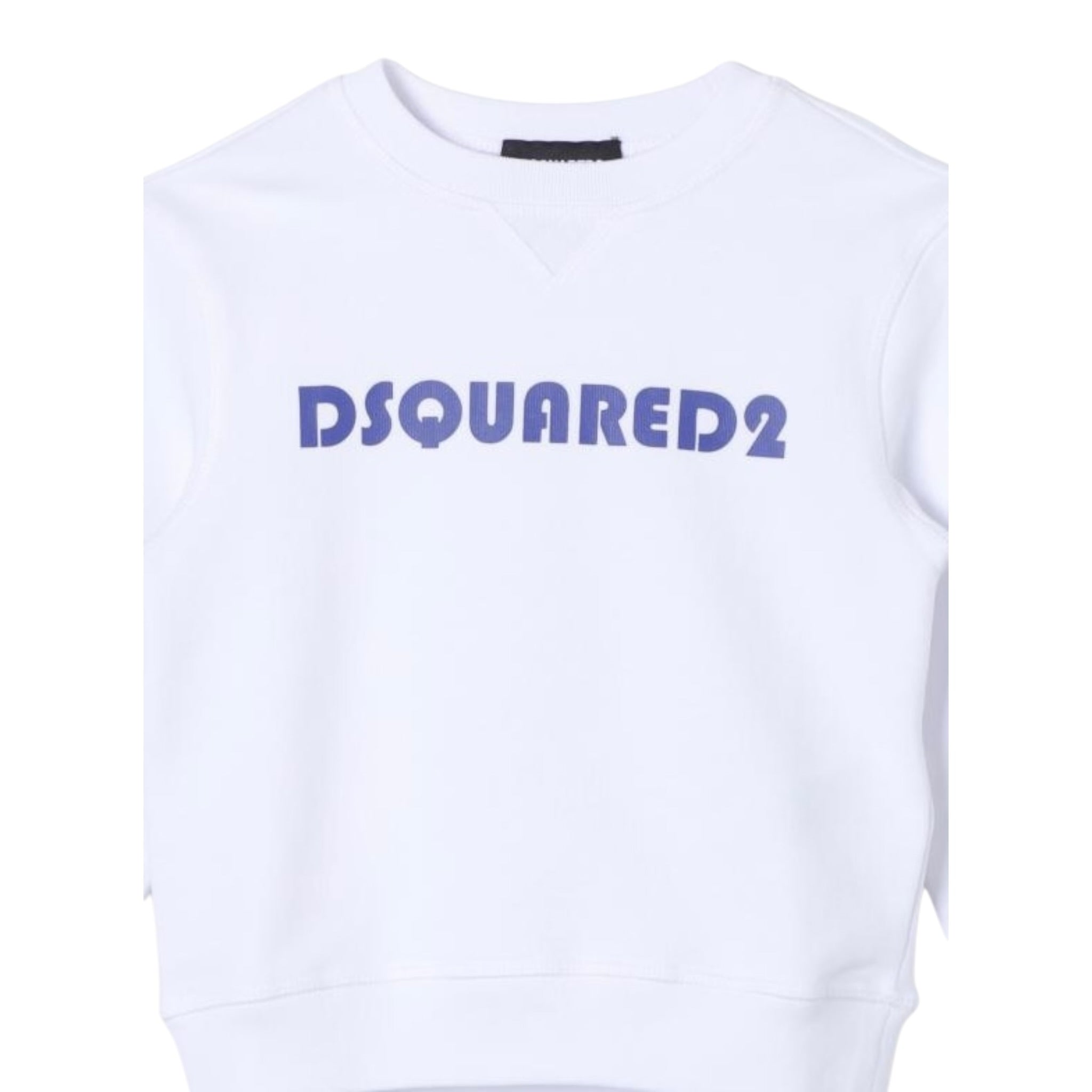 Dsquared2 Felpa tinta unita Girocollo con Stampa Bianco per Bambino DQ2073 BIANCO DSQUARED2 