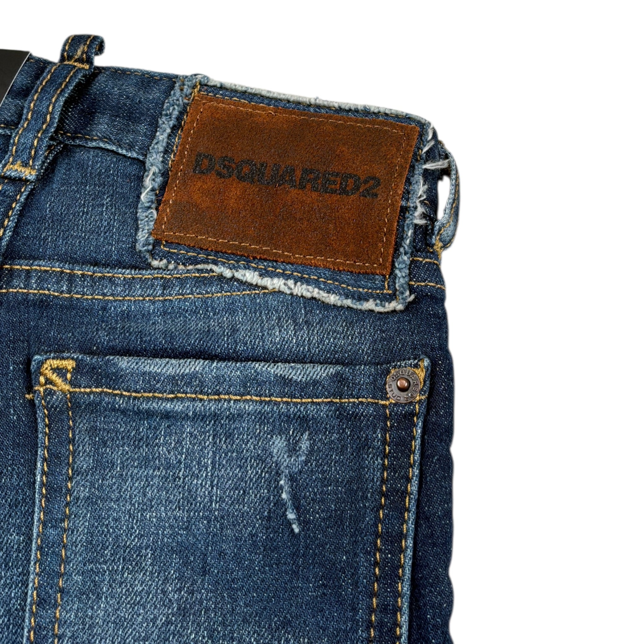 Dsquared2 Jeans tinta unita con Strappi Blu per Bambino DQ2241X BLU DSQUARED2 