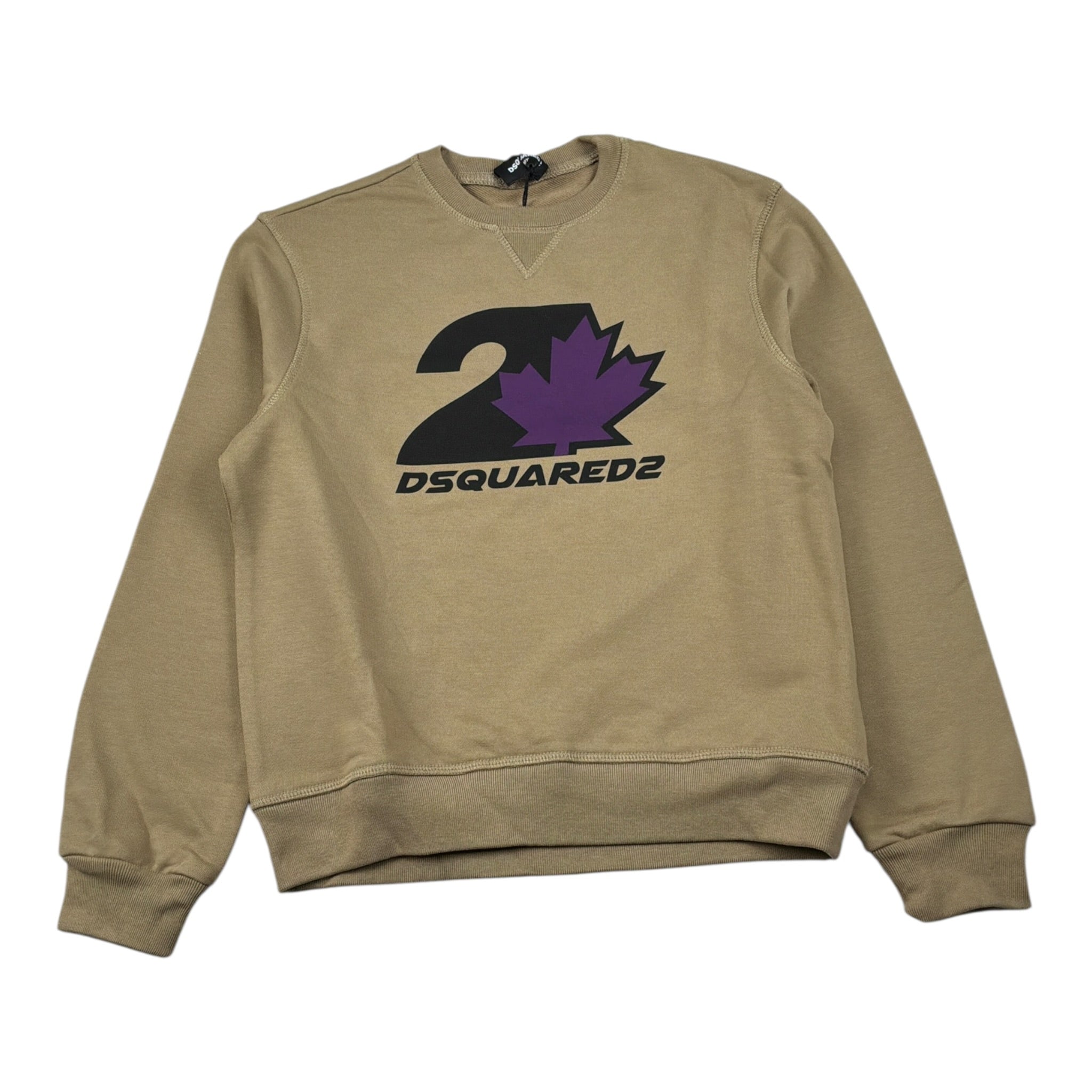 Dsquared2 Felpa tinta unita Girocollo con Stampa Beige per Bambino DQ2469 BEIGE DSQUARED2 