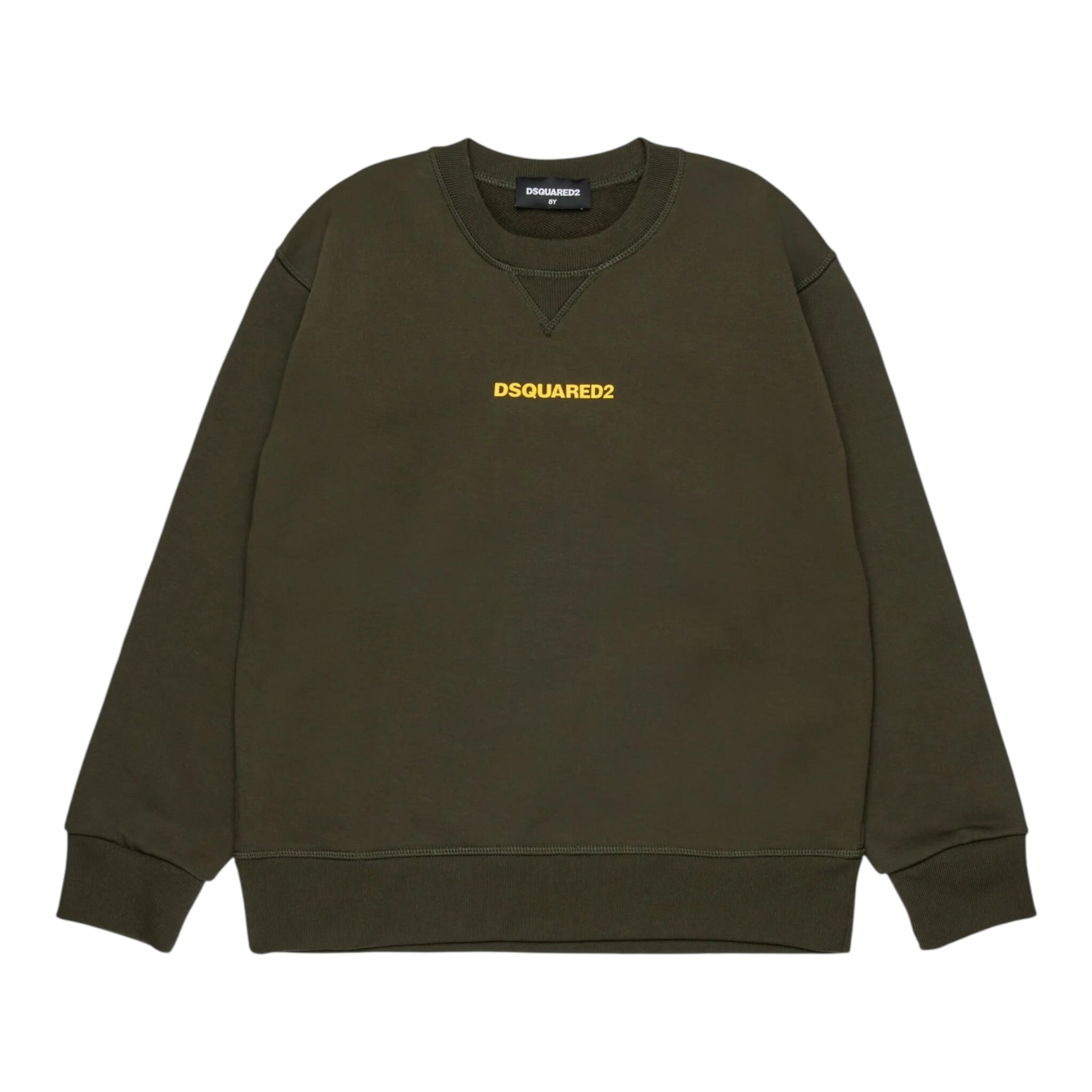 Dsquared2 Felpa Chiusa Girocollo tinta unita con Logo Verde per Bambino DQ2739XXX VERDE DSQUARED2 
