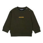 Dsquared2 Felpa tinta unita Girocollo con Stampa Verde per Neonato DQ2860 VERDE DSQUARED2 