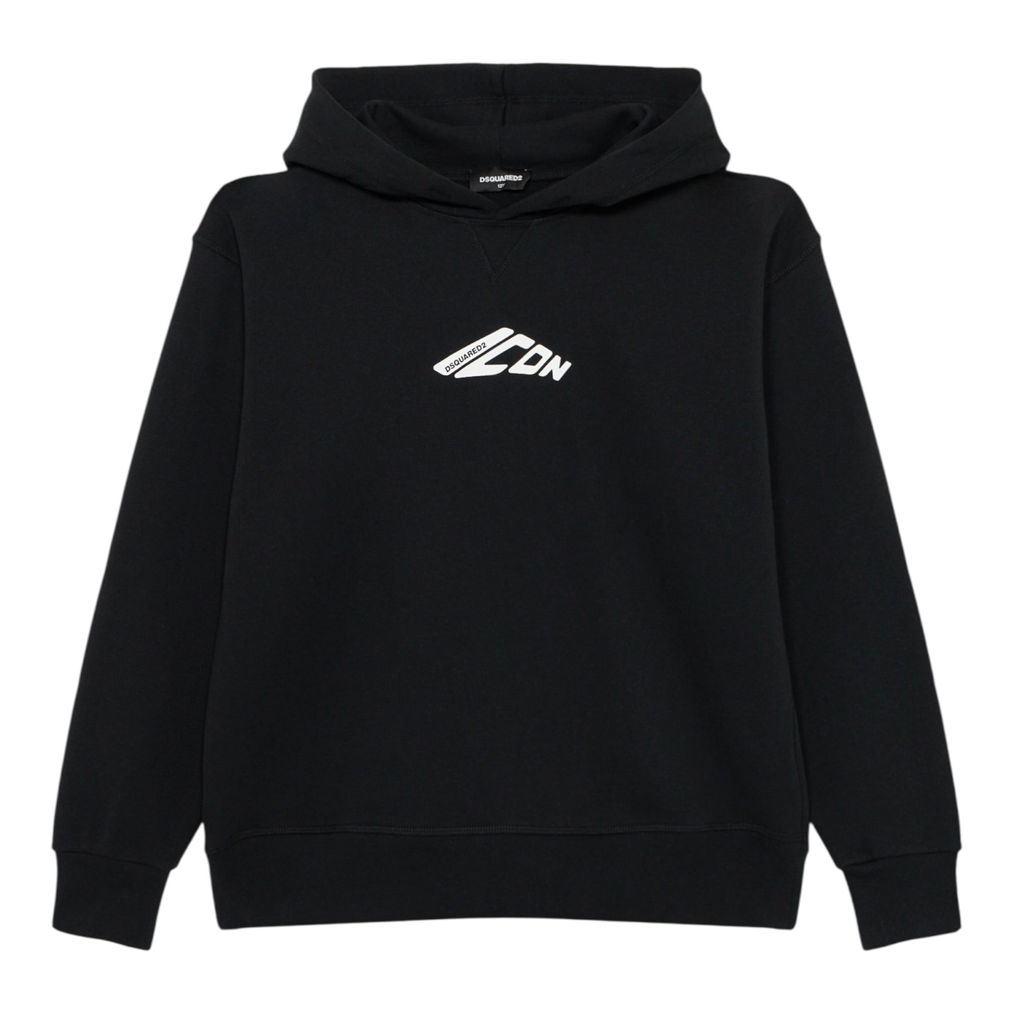 Dsquared2 Felpa tinta unita con Cappuccio E Stampa Nero per Bambino DQ2940X NERO DSQUARED2 