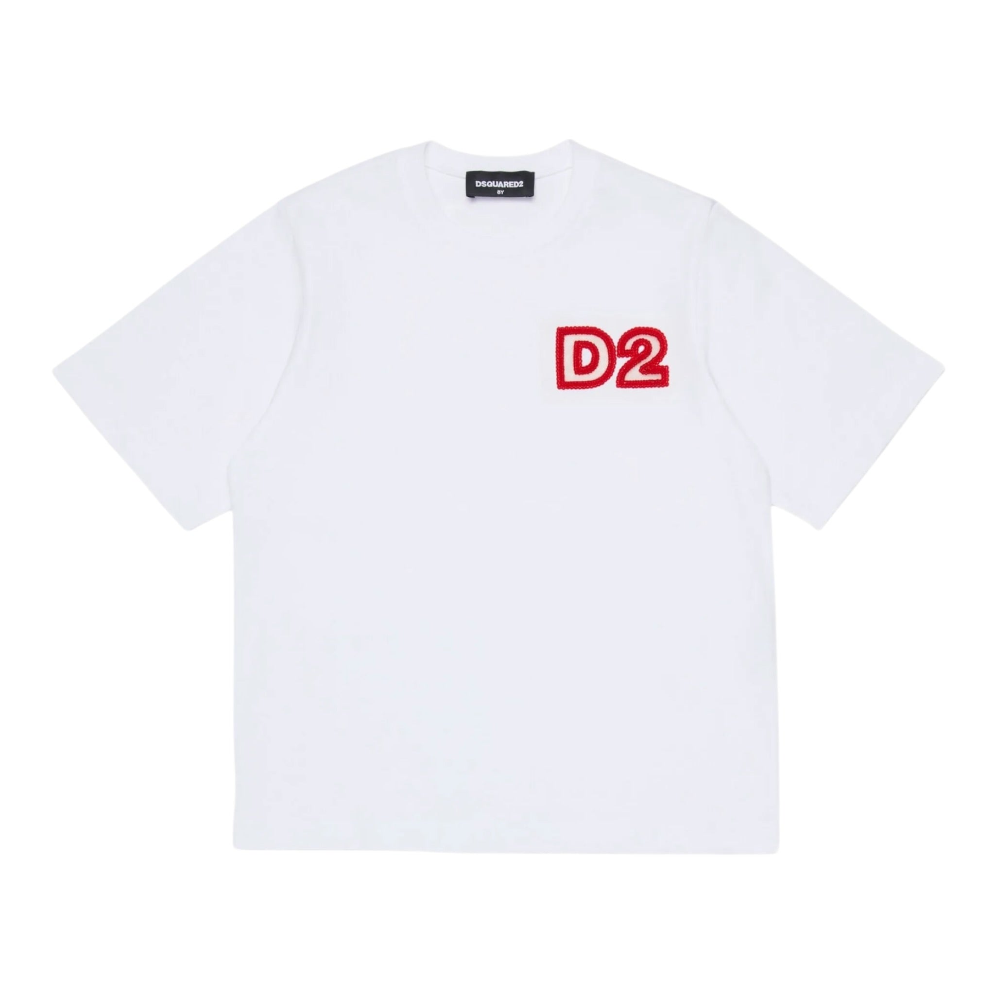 Dsquared2 T-Shirt Girocollo tinta unita con Logo Bianco per Bambino DQ2996 BIANCO DSQUARED2 