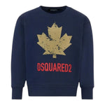 Dsquared2 Felpa tinta unita Girocollo con Stampa Blu per Bambino DQ3005 BLU DSQUARED2 
