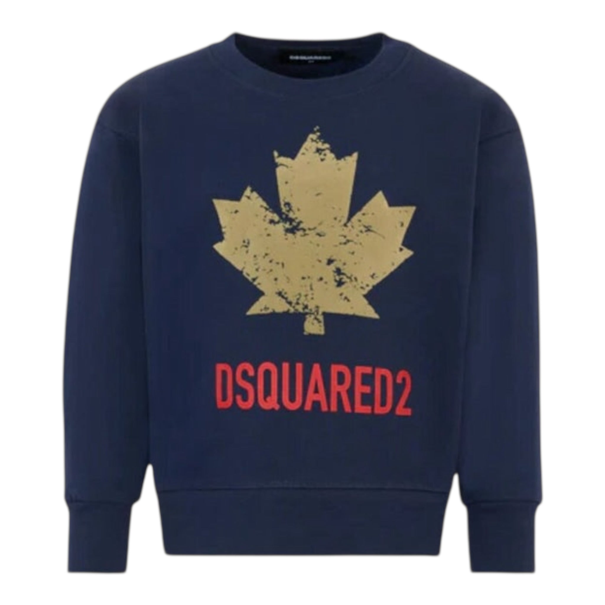 Dsquared2 Felpa tinta unita Girocollo con Stampa Blu per Bambino DQ3005 BLU DSQUARED2 