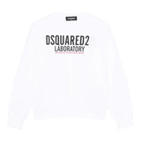 Dsquared2 Felpa Chiusa Girocollo tinta unita con Stampa Bianco per Bambino DQ3006 BIANCO DSQUARED2 