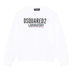 Dsquared2 Felpa Chiusa Girocollo tinta unita con Stampa Bianco per Neonato DQ3006N BIANCO DSQUARED2 