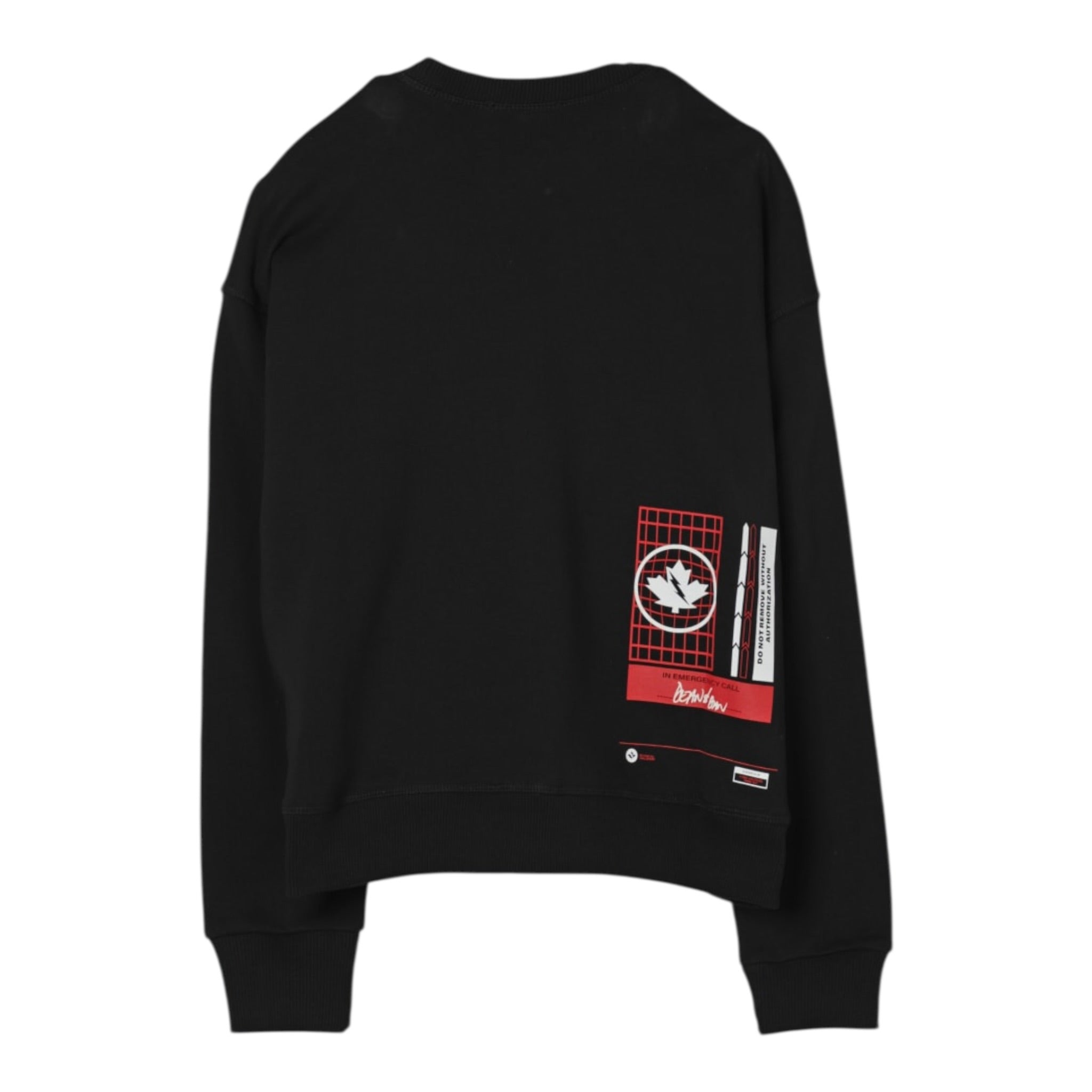 Dsquared2 Felpa Chiusa Girocollo tinta unita con Stampa Nero per Bambino DQ3006 NERO DSQUARED2 