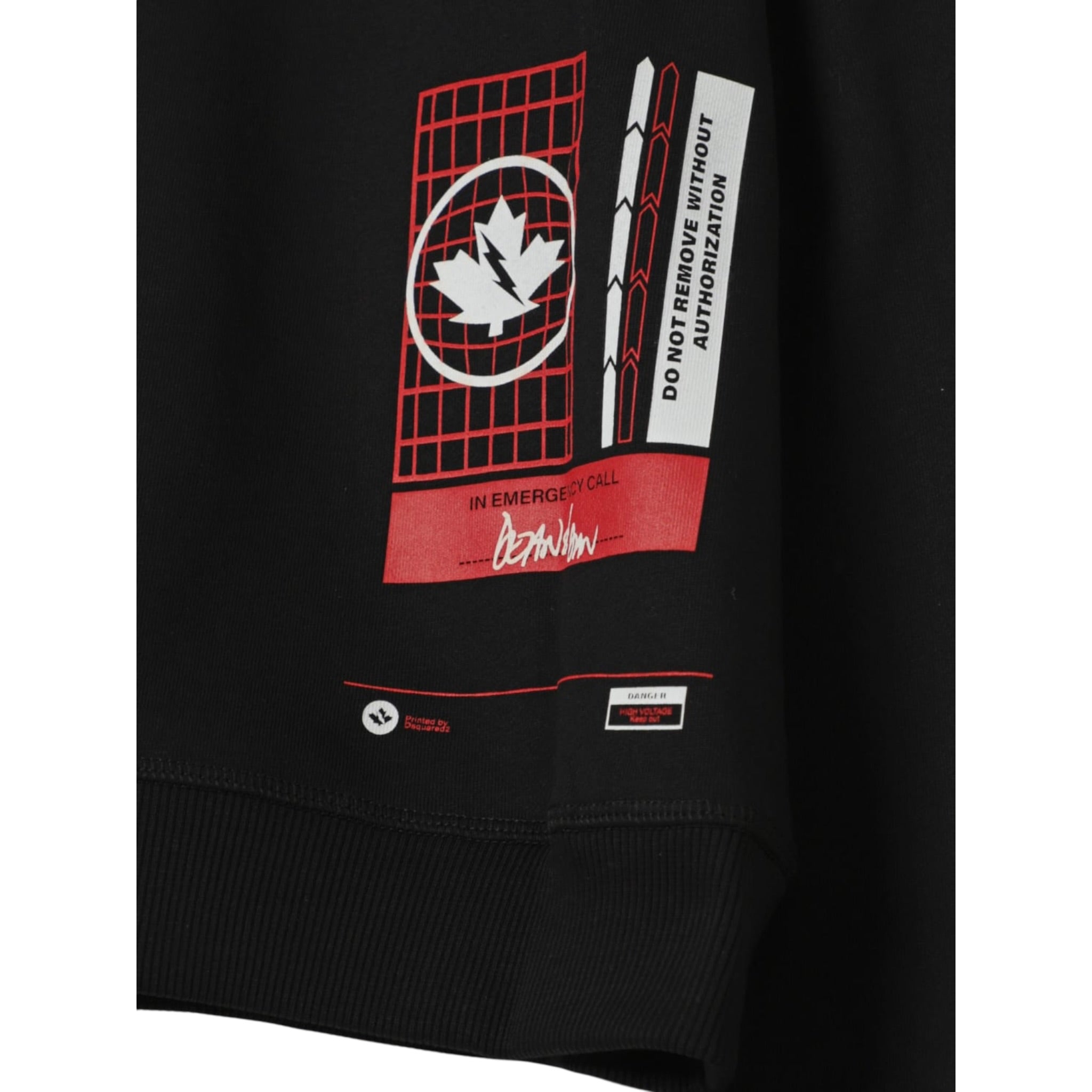 Dsquared2 Felpa Chiusa Girocollo tinta unita con Stampa Nero per Bambino DQ3006X NERO DSQUARED2 