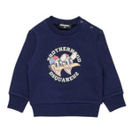 Dsquared2 Felpa Chiusa Girocollo tinta unita con Logo Blu per Bambino DQ3099J BLU DSQUARED2 