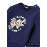 Dsquared2 Felpa Chiusa Girocollo tinta unita con Logo Blu per Bambino DQ3099J BLU DSQUARED2 