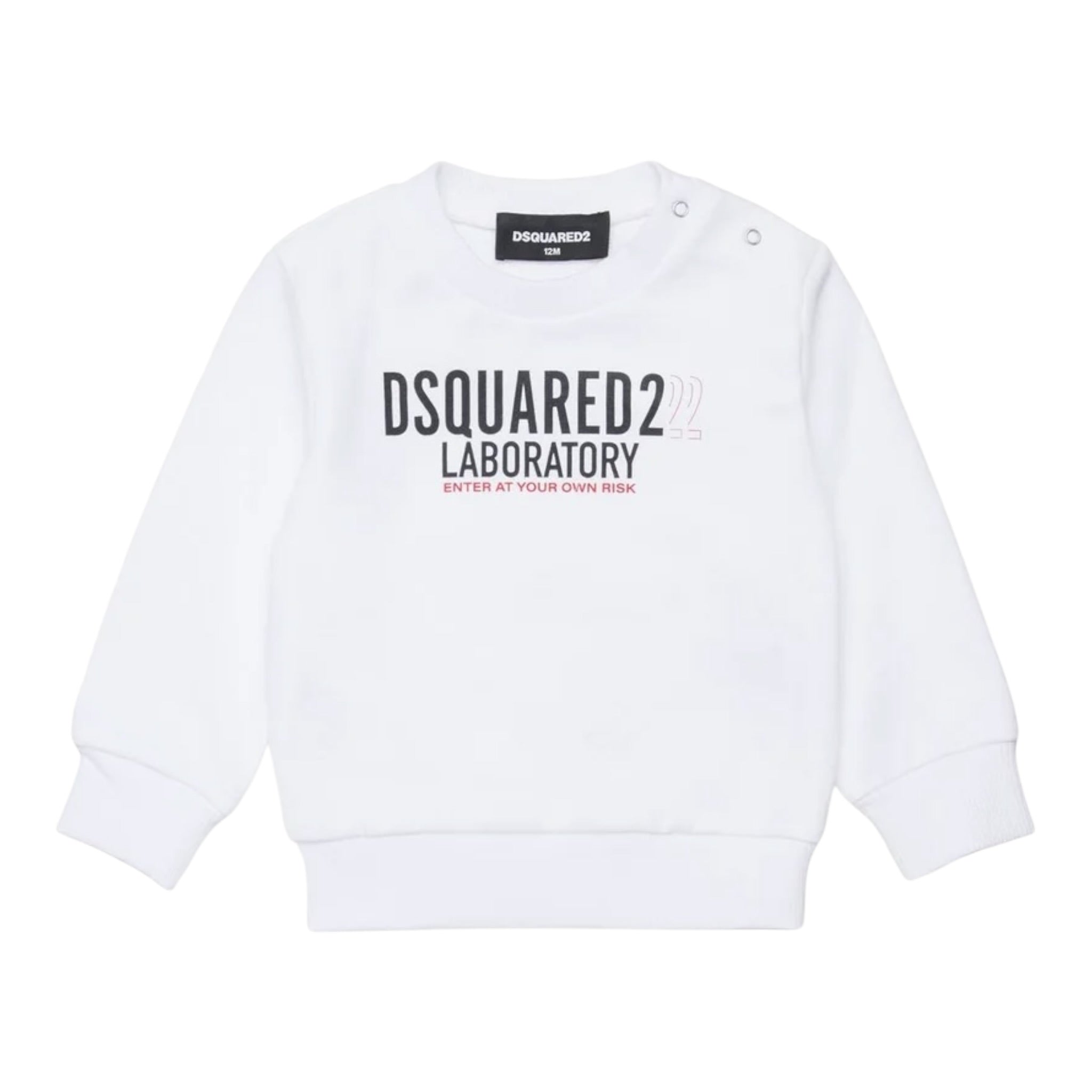 Dsquared2 Felpa Girocollo tinta unita con Stampa Bianco per Bambino DQ3100J BIANCO DSQUARED2 