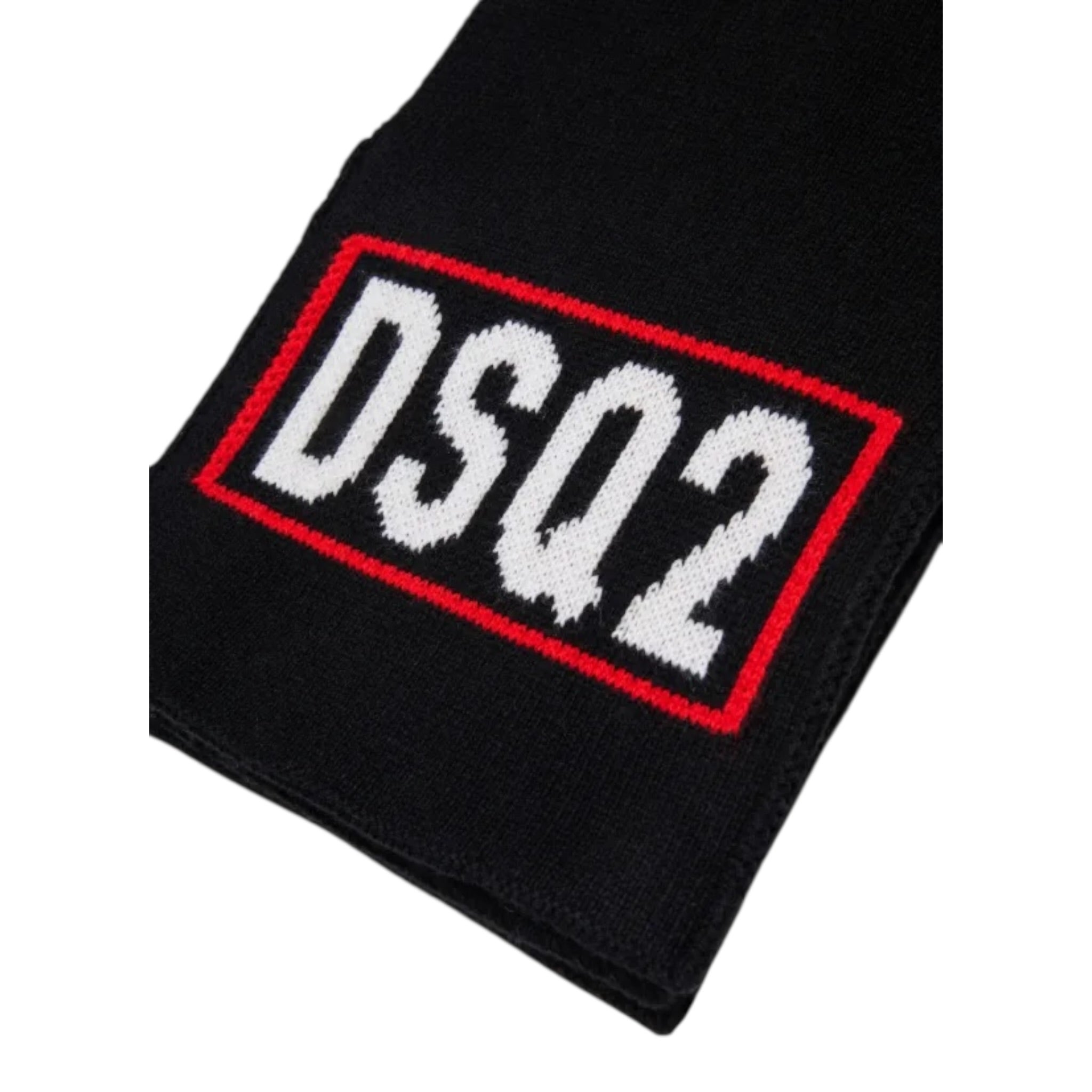 Dsquared2 Sciarpa tinta unita con Logo Nero per Bambino DQ3121 NERO DSQUARED2 