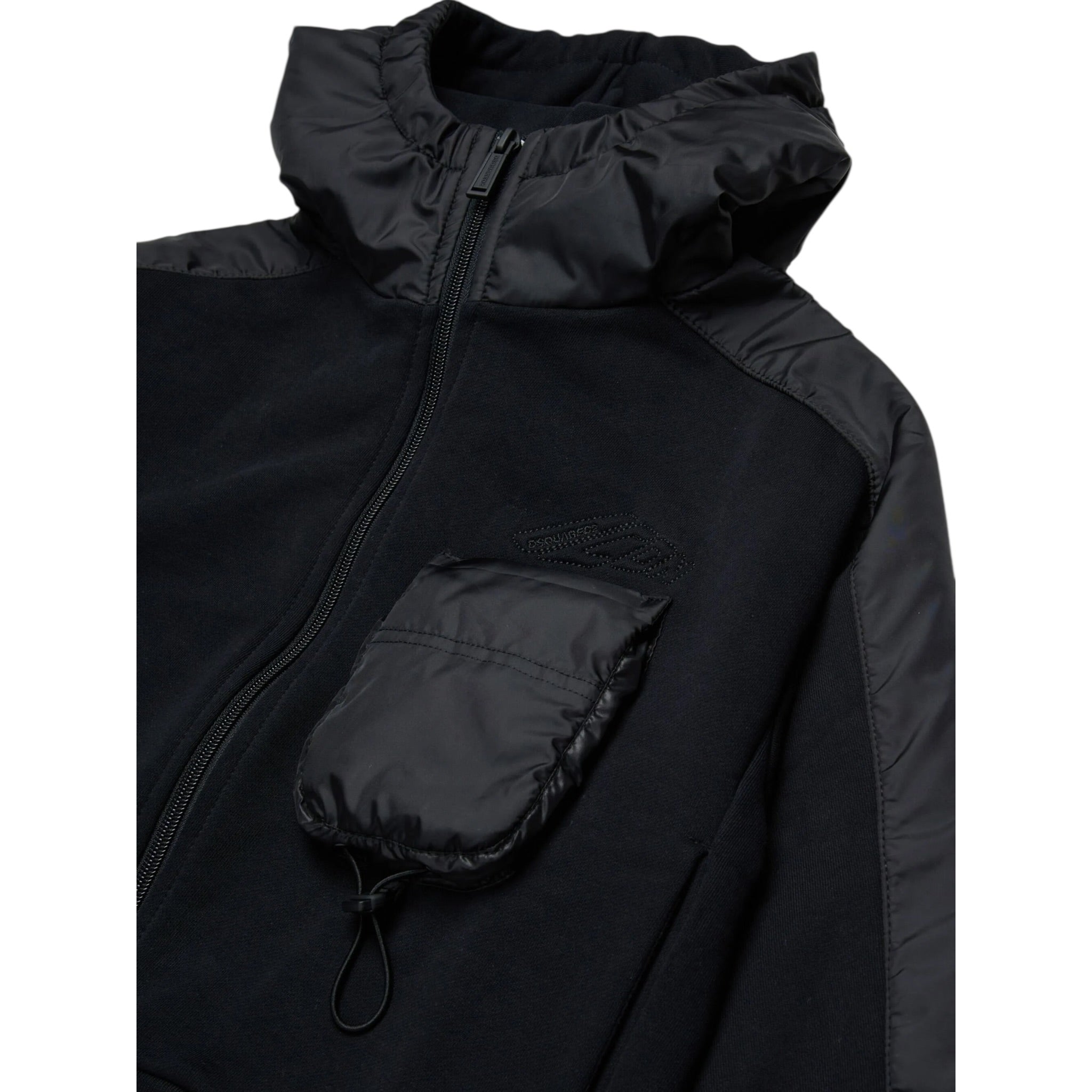 Dsquared2 Felpa con Zip E Cappuccio tinta unita Nero per Bambino DQ3130 NERO DSQUARED2 