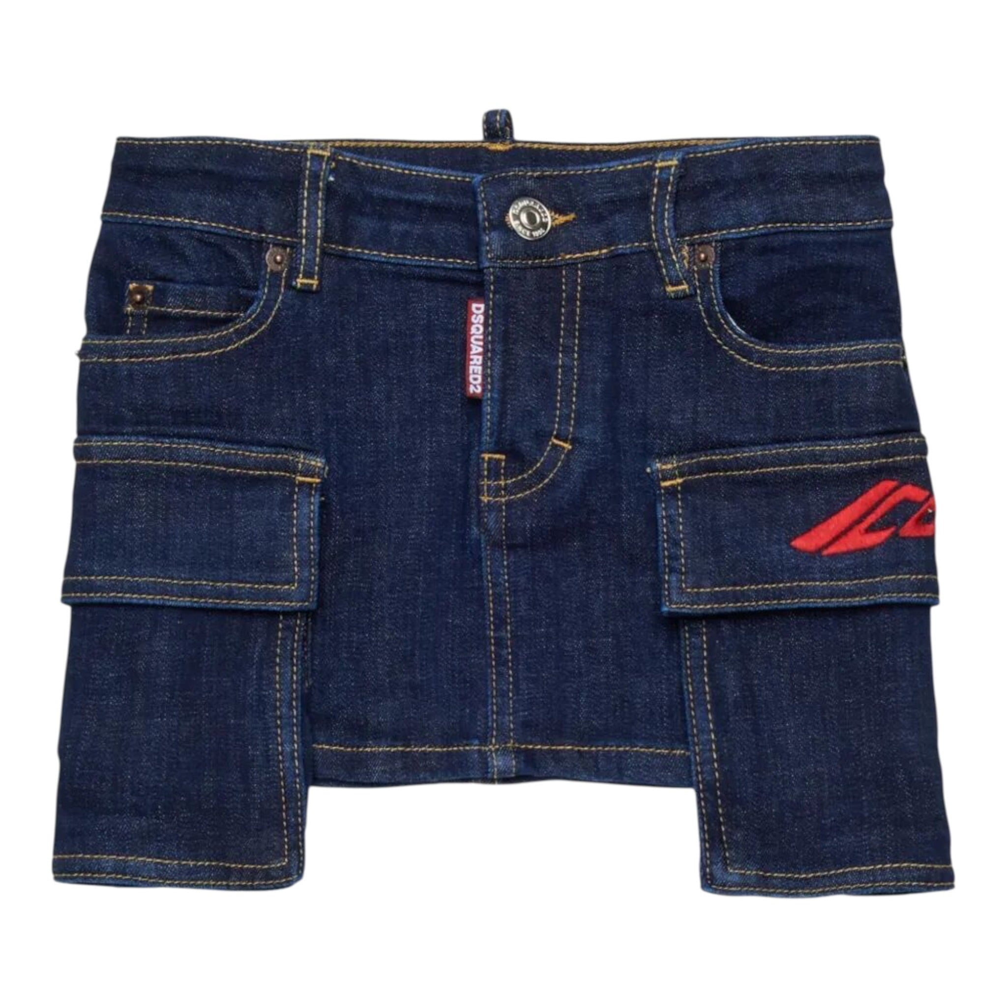 Dsquared2 Gonna In Denim tinta unita con Tasconi Blu per Bambina DQ3138X BLU DSQUARED2 