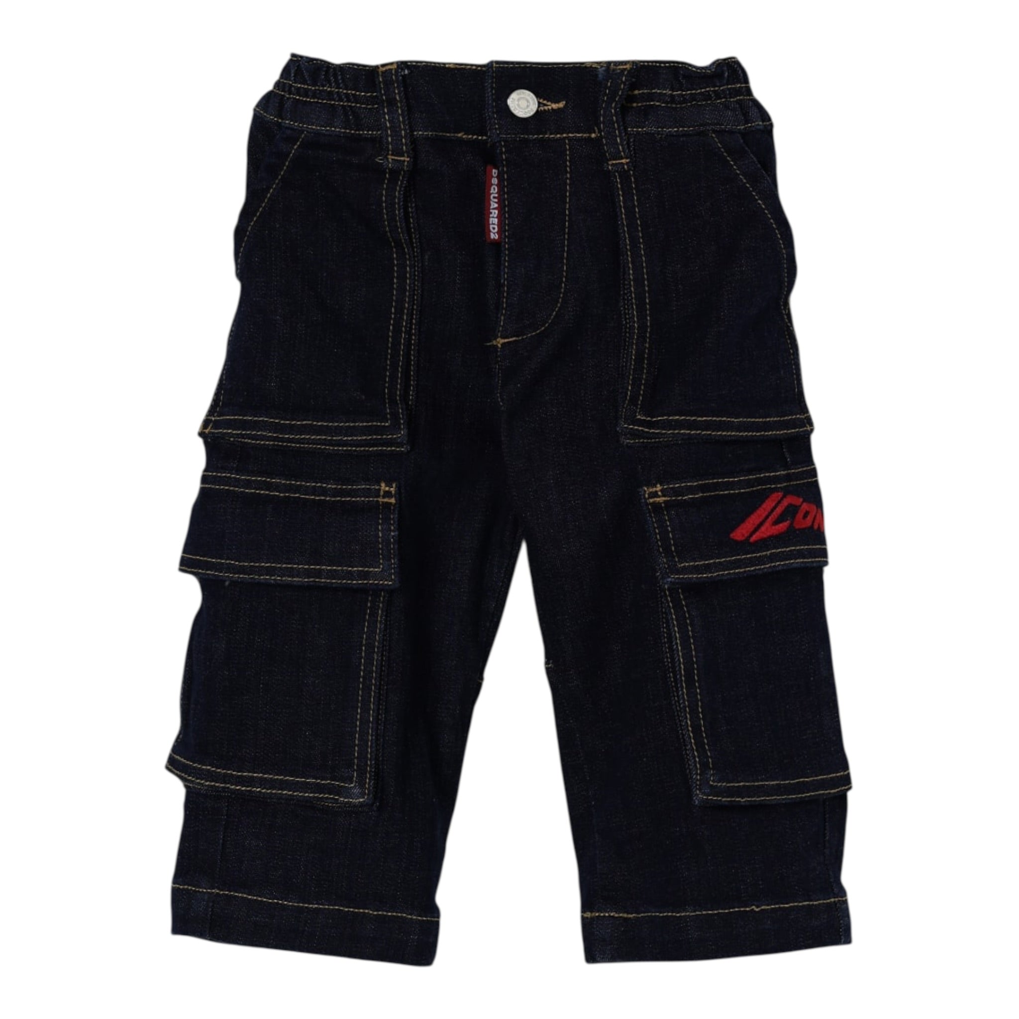 Dsquared2 Jeans tinta unita con Tasconi E Stampa Blu per Neonato DQ3149 BLU DSQUARED2 