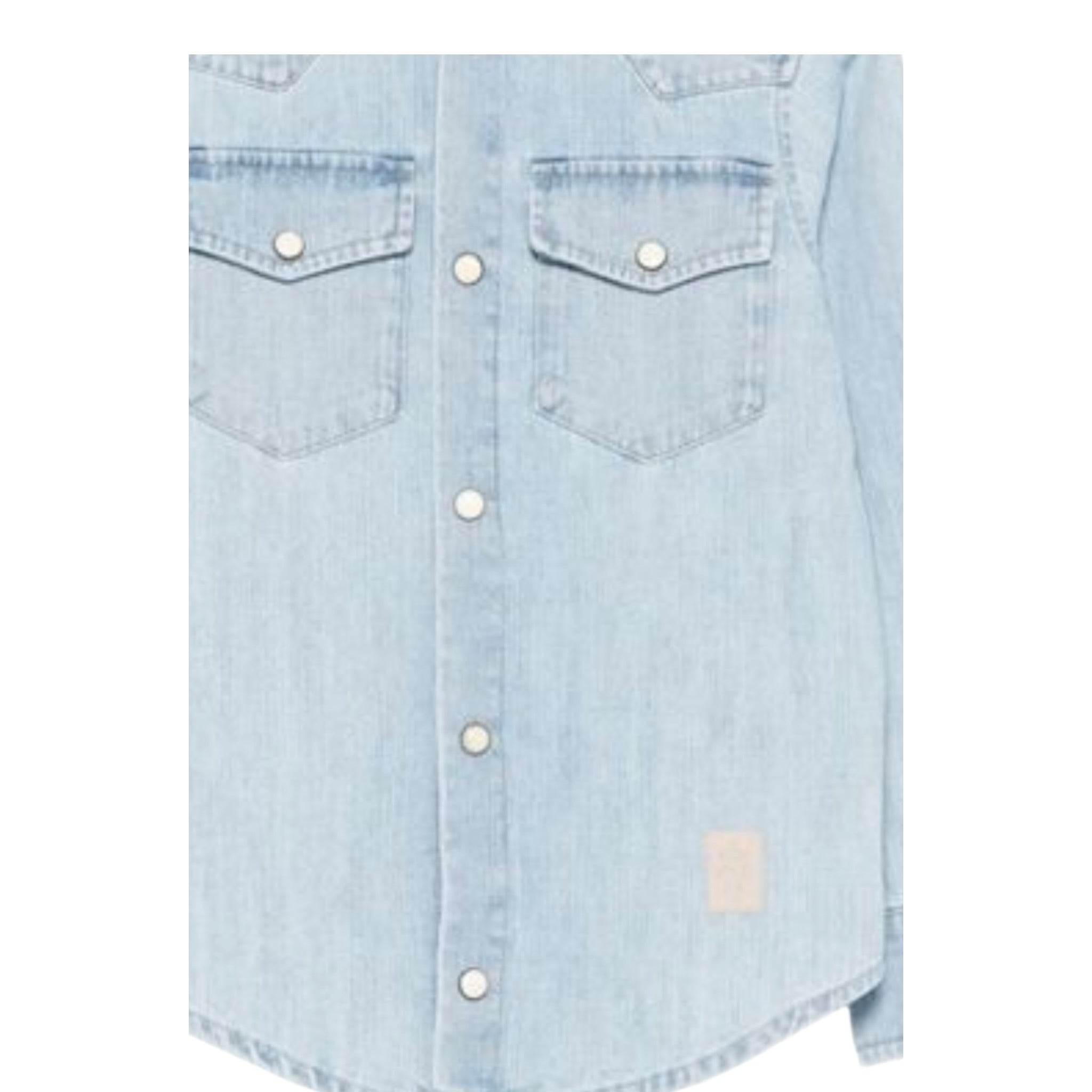 Eleventy Camicia In Denim tinta unita con Bottoni Azzurro per Bambino EX5P70 AZZURRO ELEVENTY 