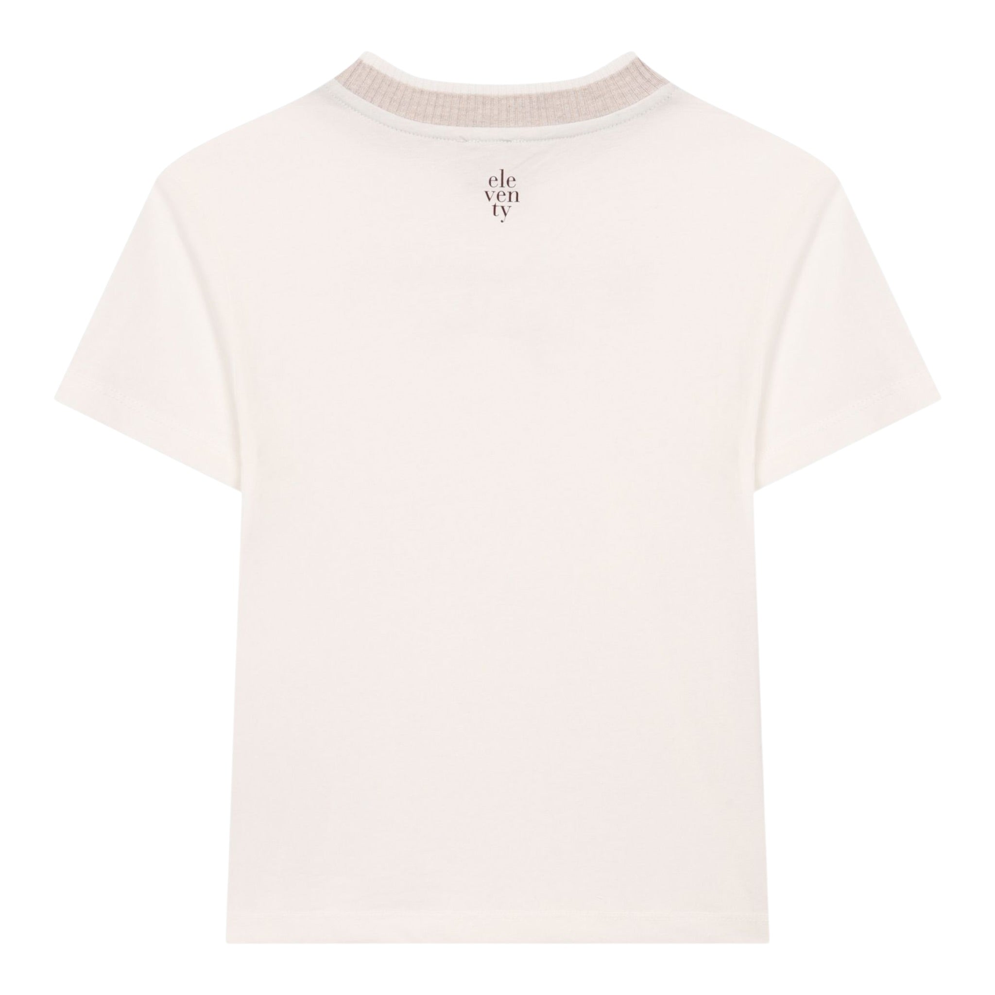 Eleventy T-Shirt Bicolore con Stampa Panna per Bambino EX8P31XX PANNA ELEVENTY 