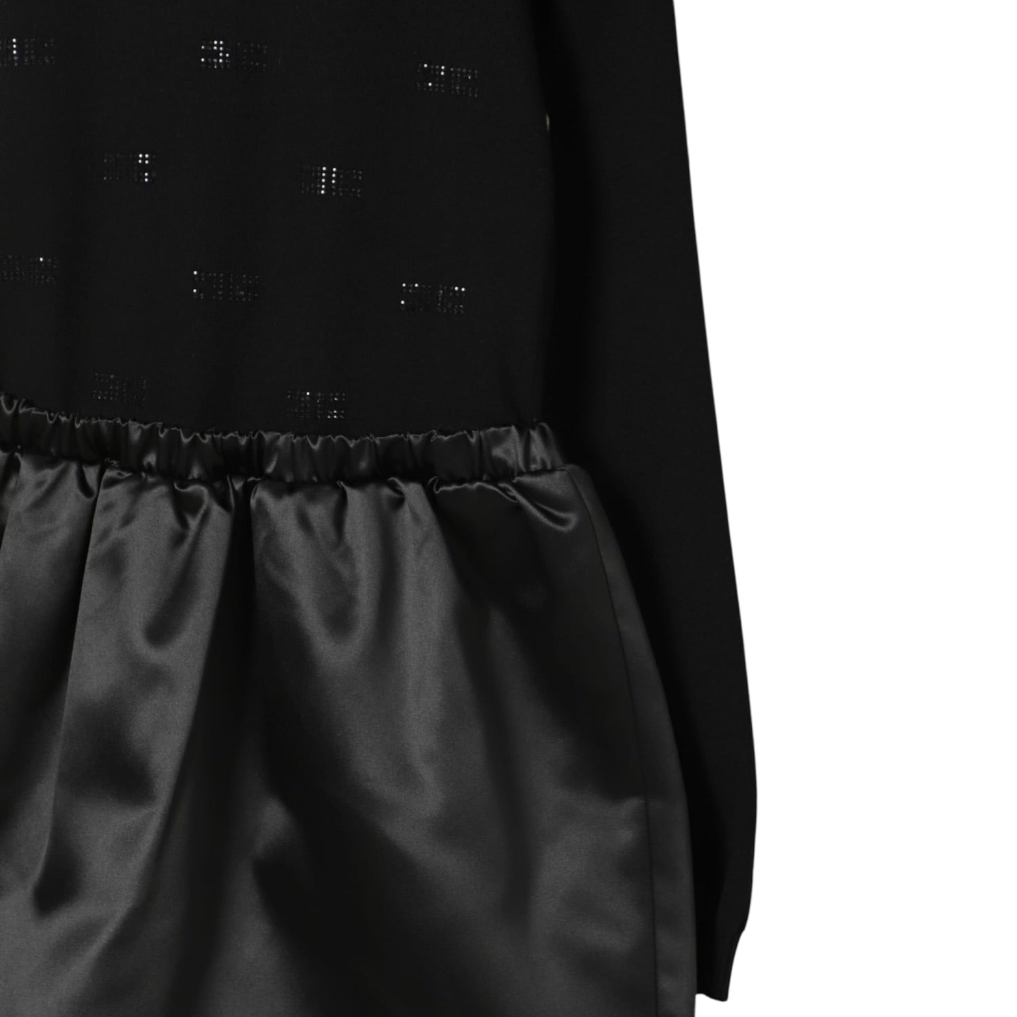 Elisabetta Franchi Abito Manica Lunga tinta unita con Logo Nero per Bambina EFAB632X NERO ELISABETTA FRANCHI 