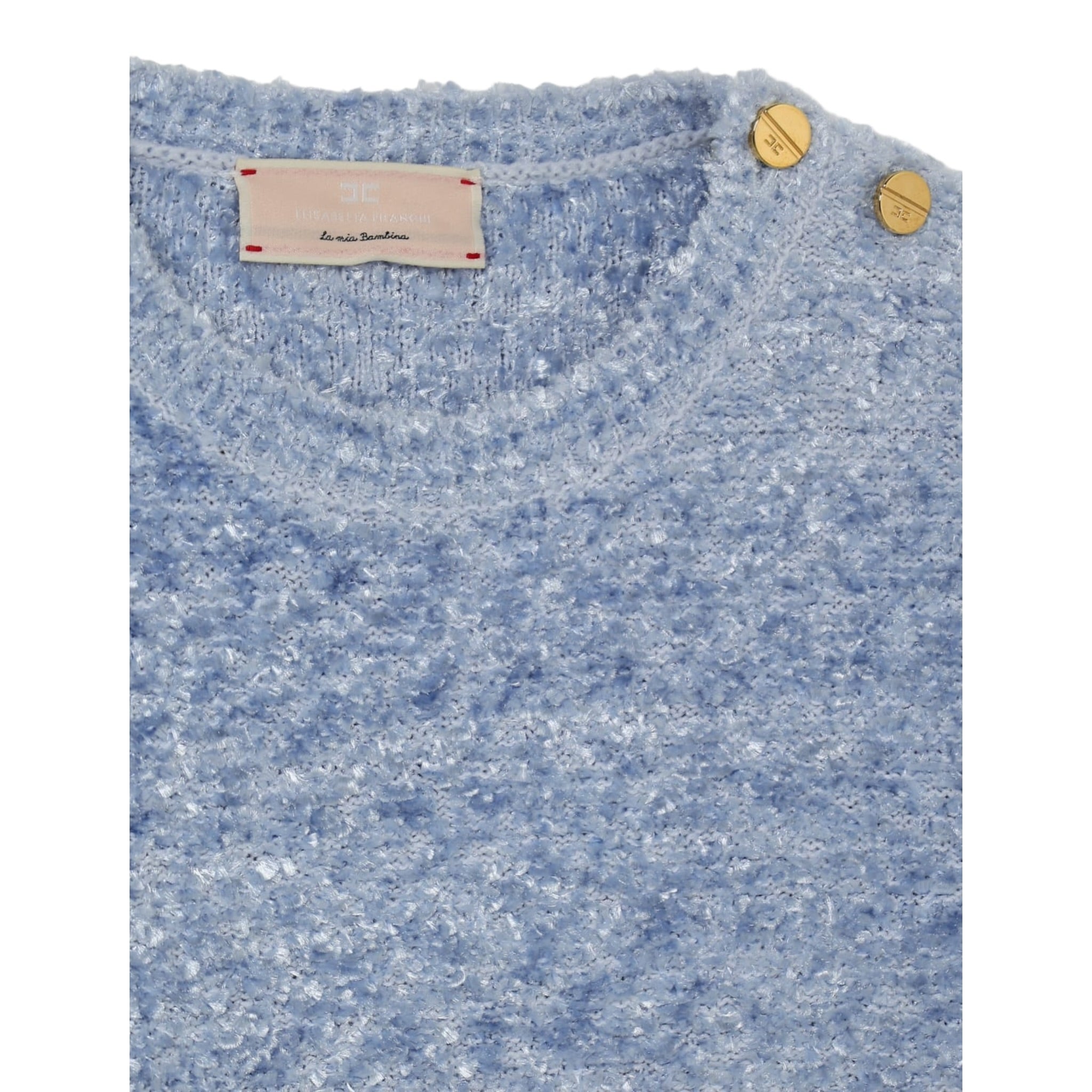Elisabetta Franchi Abito Manica Lunga Tinta Nita Azzurro per Bambina EFAB640X AZZURRO ELISABETTA FRANCHI 