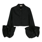 Elisabetta Franchi Camicia Manica Lunga tinta unita con Rouches Nero per Bambina EFCA207 NERO ELISABETTA FRANCHI 
