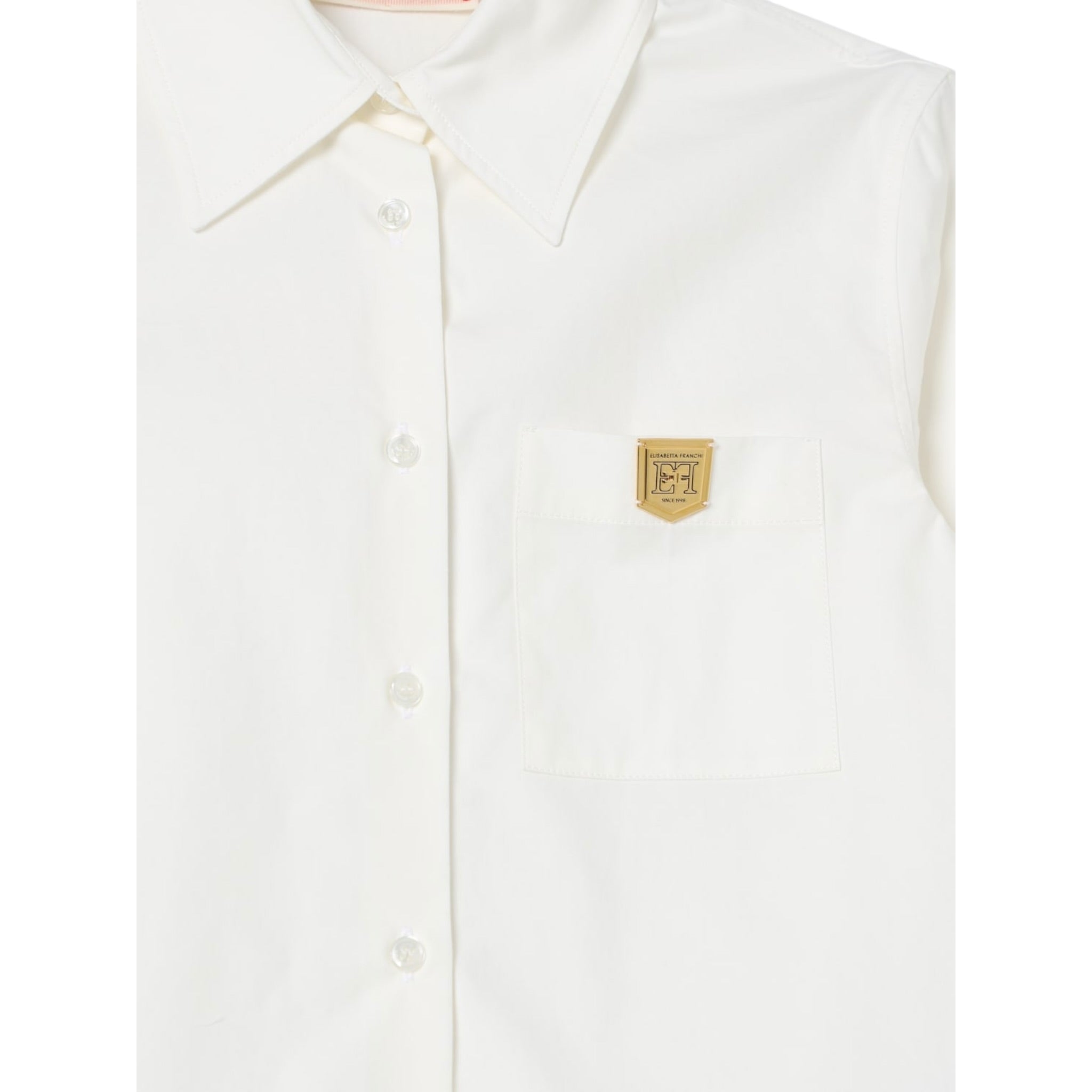 Elisabetta Franchi Camicia Manica Lunga Tinta Jnita con Taschino Panna per Bambina EFCA245 PANNA ELISABETTA FRANCHI 