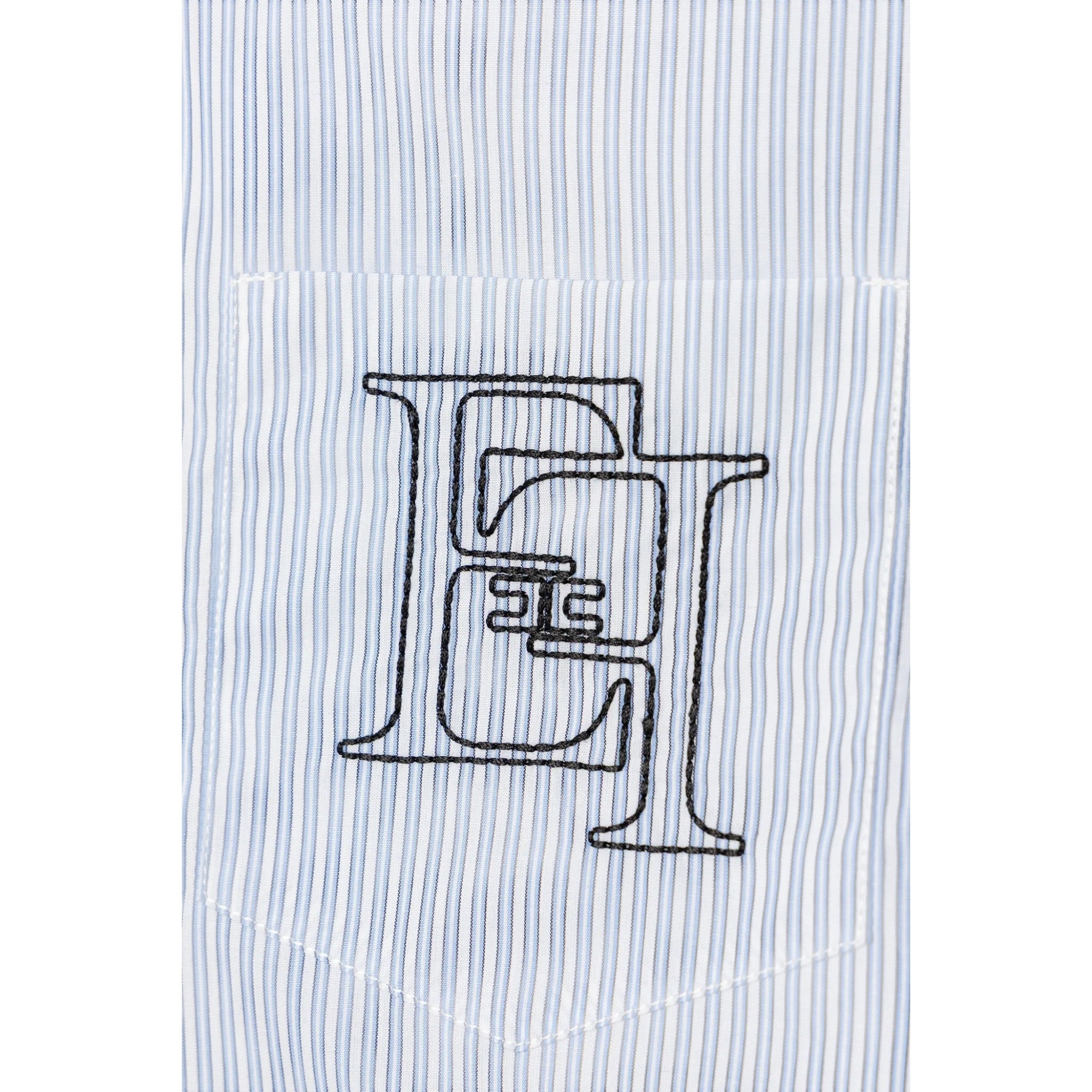 Elisabetta Franchi Camicia tinta unita con Fantasia A Righe Azzurro per Bambina EFCA273 AZZURRO ELISABETTA FRANCHI 