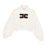 Elisabetta Franchi Felpa Chiusa Collo Alto tinta unita con Logo Panna per Bambina EFFE160 PANNA ELISABETTA FRANCHI 