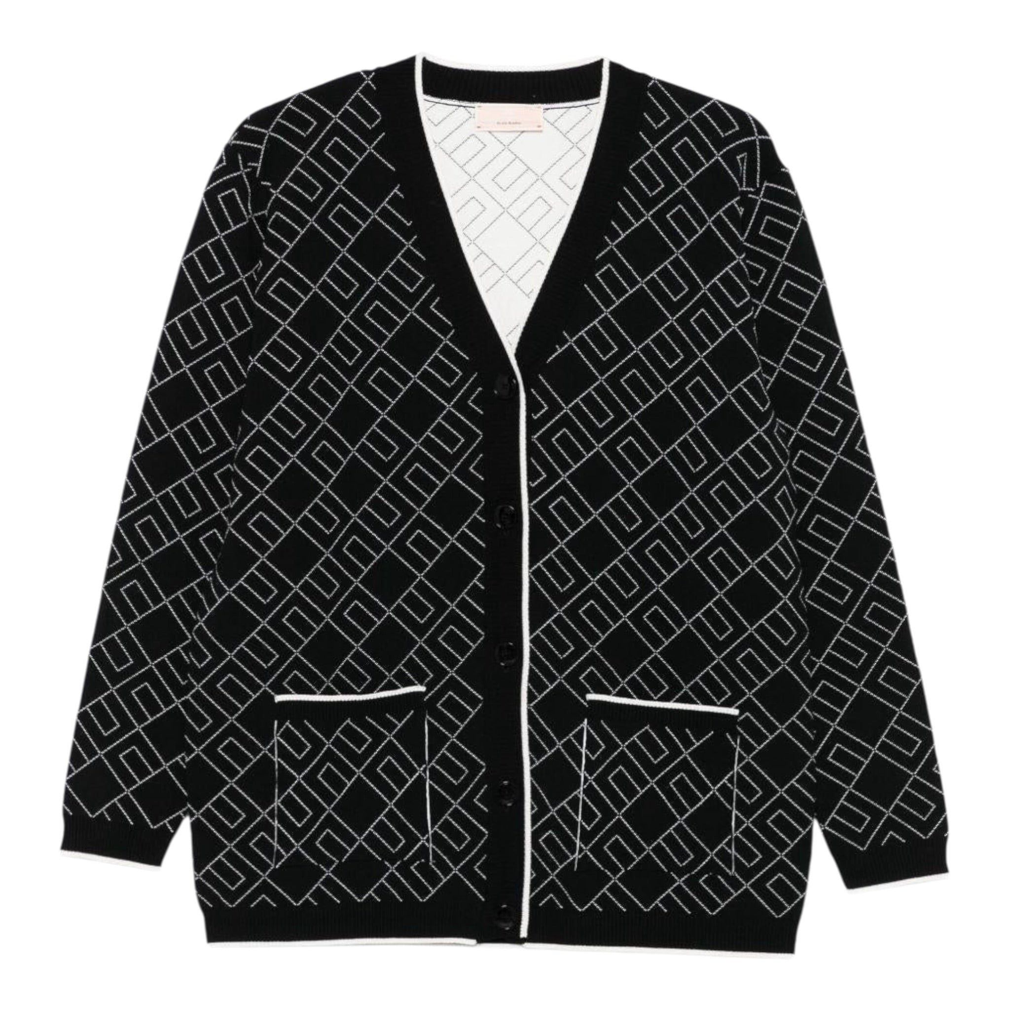 Elisabetta Franchi Cardigan tinta unita con Logo Nero per Bambina EFMA182 NERO ELISABETTA FRANCHI 