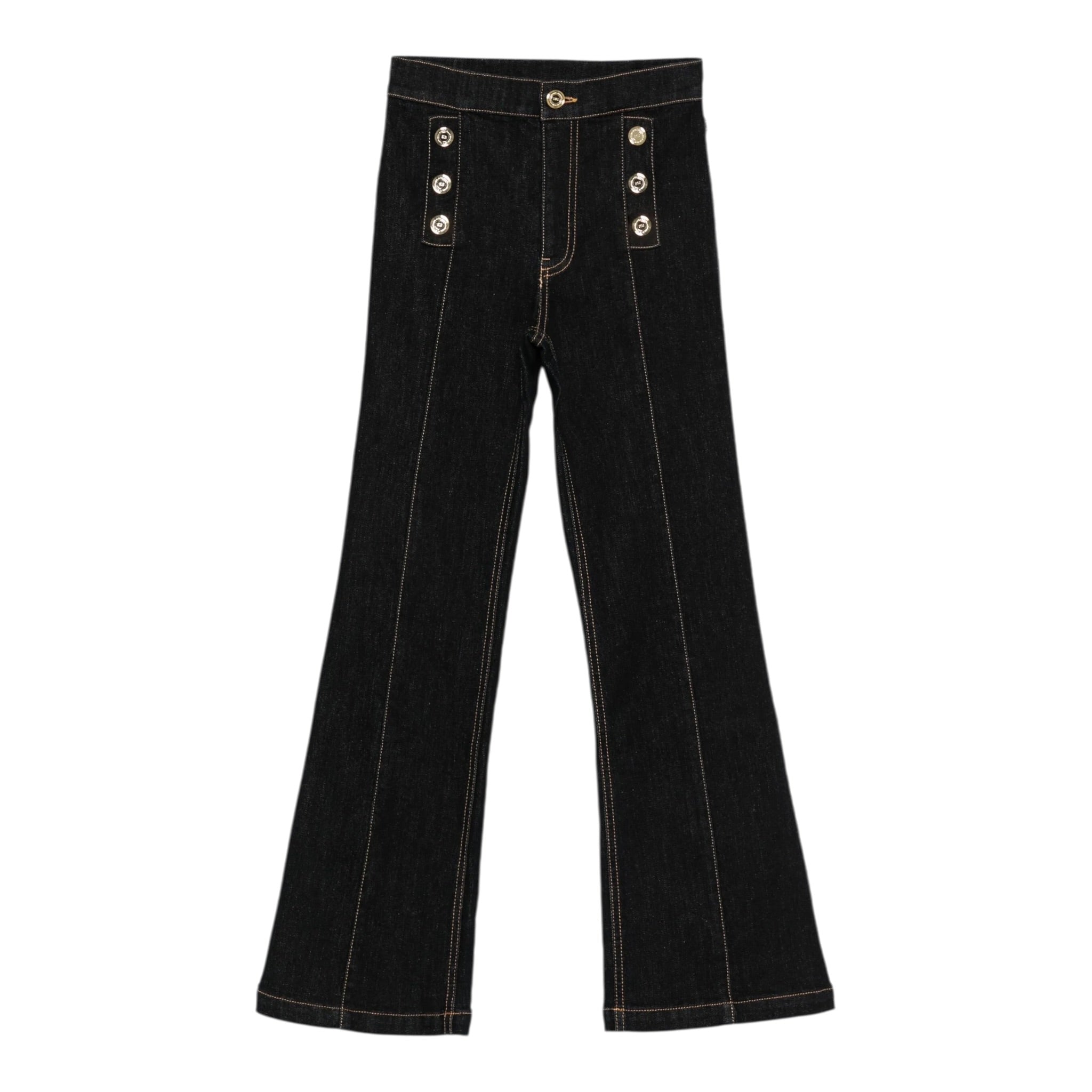 Elisabetta Franchi Jeans tinta unita Modello Zampa Blu per Bambina EFPA291 BLU ELISABETTA FRANCHI 