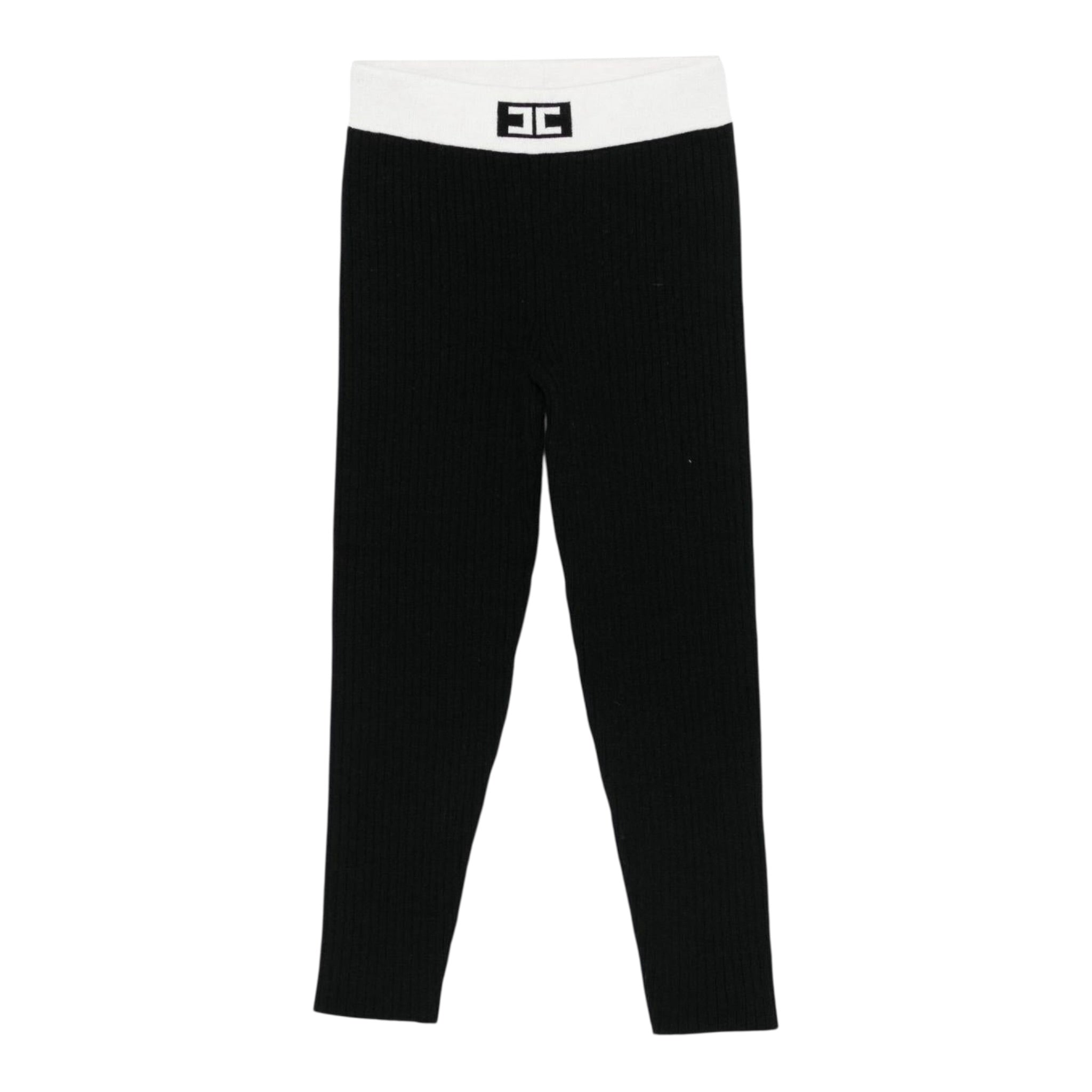 Elisabetta Franchi Leggins tinta unita con Logo Nero per Bambina EFPA301X NERO ELISABETTA FRANCHI 