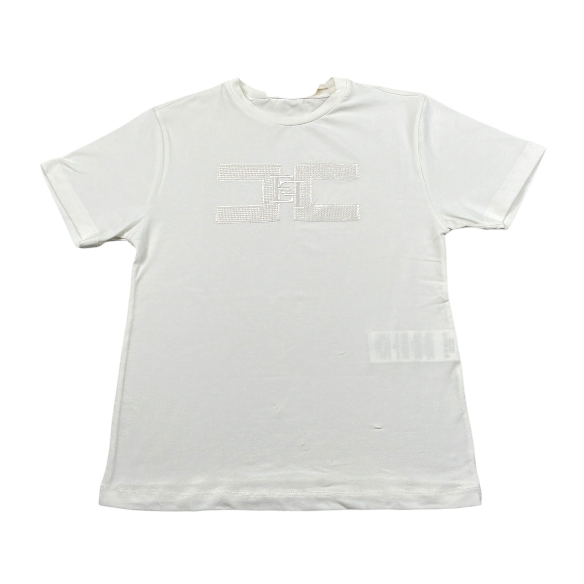 Elisabetta Franchi T-Shirt Girocollo tinta unita con Logo Panna per Bambina EFTS242 PANNA ELISABETTA FRANCHI 