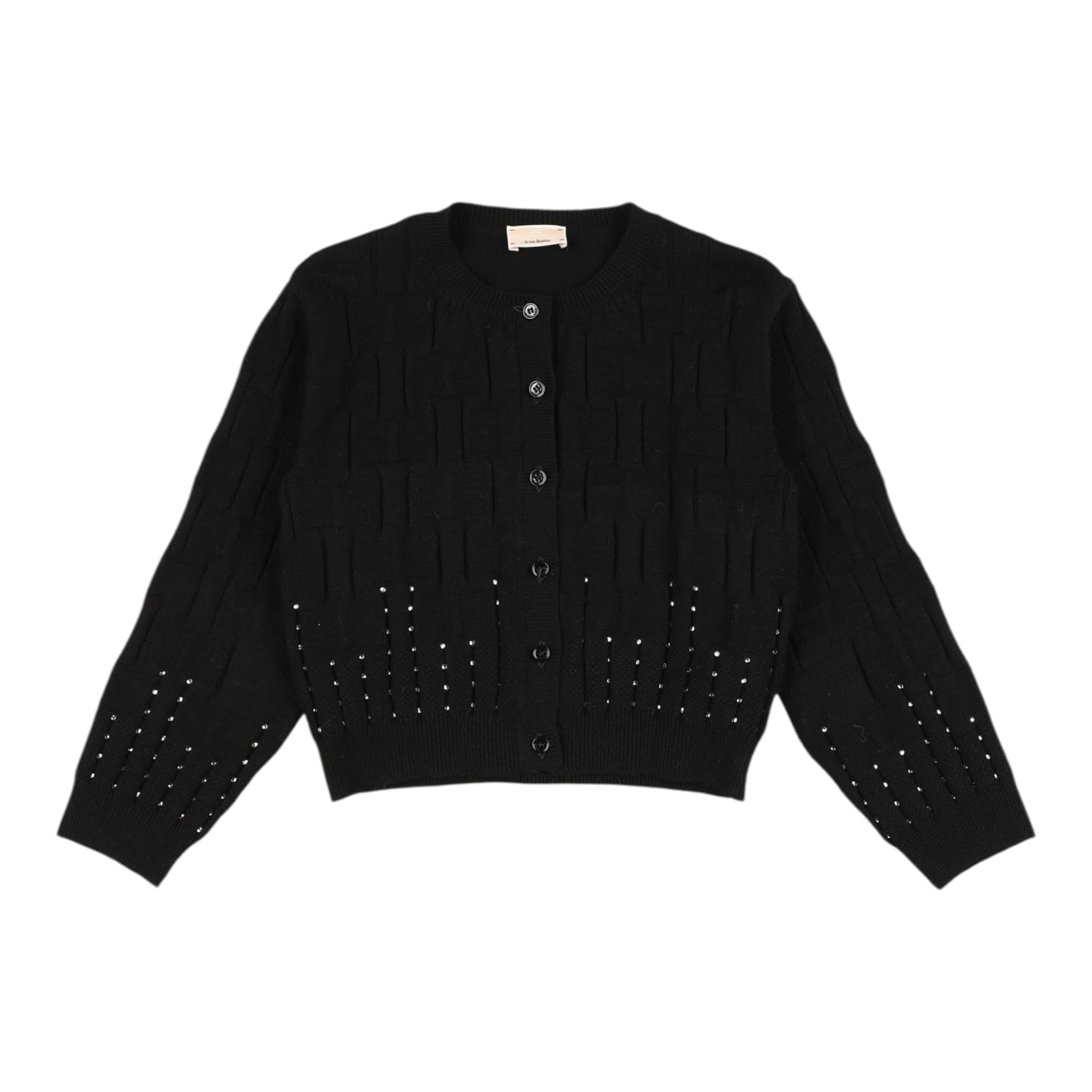 Elisabetta Franchi Cardigan tinta unita con Brillantini Nero per Neonata EGMA042N NERO ELISABETTA FRANCHI 