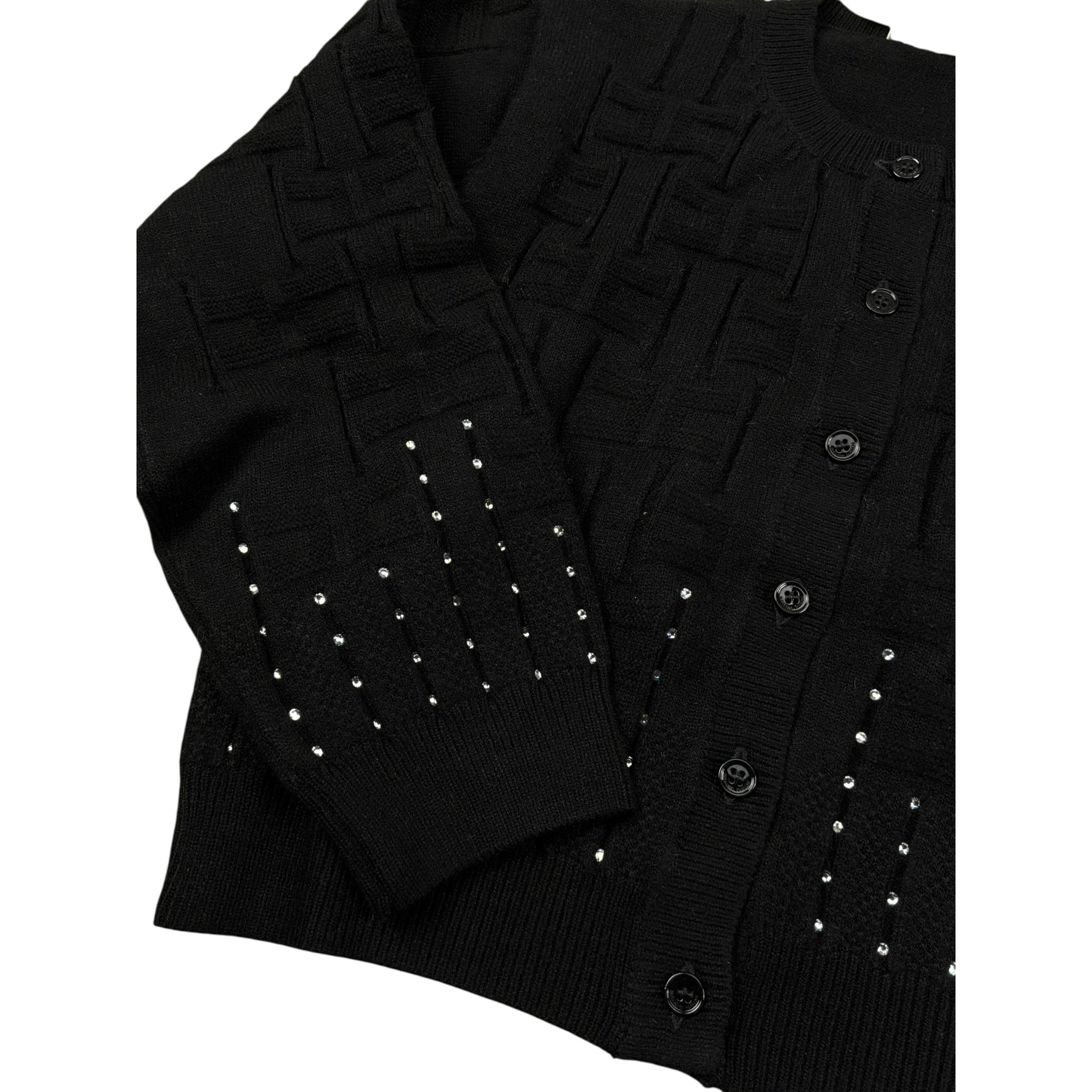 Elisabetta Franchi Cardigan tinta unita con Brillantini Nero per Neonata EGMA042N NERO ELISABETTA FRANCHI 