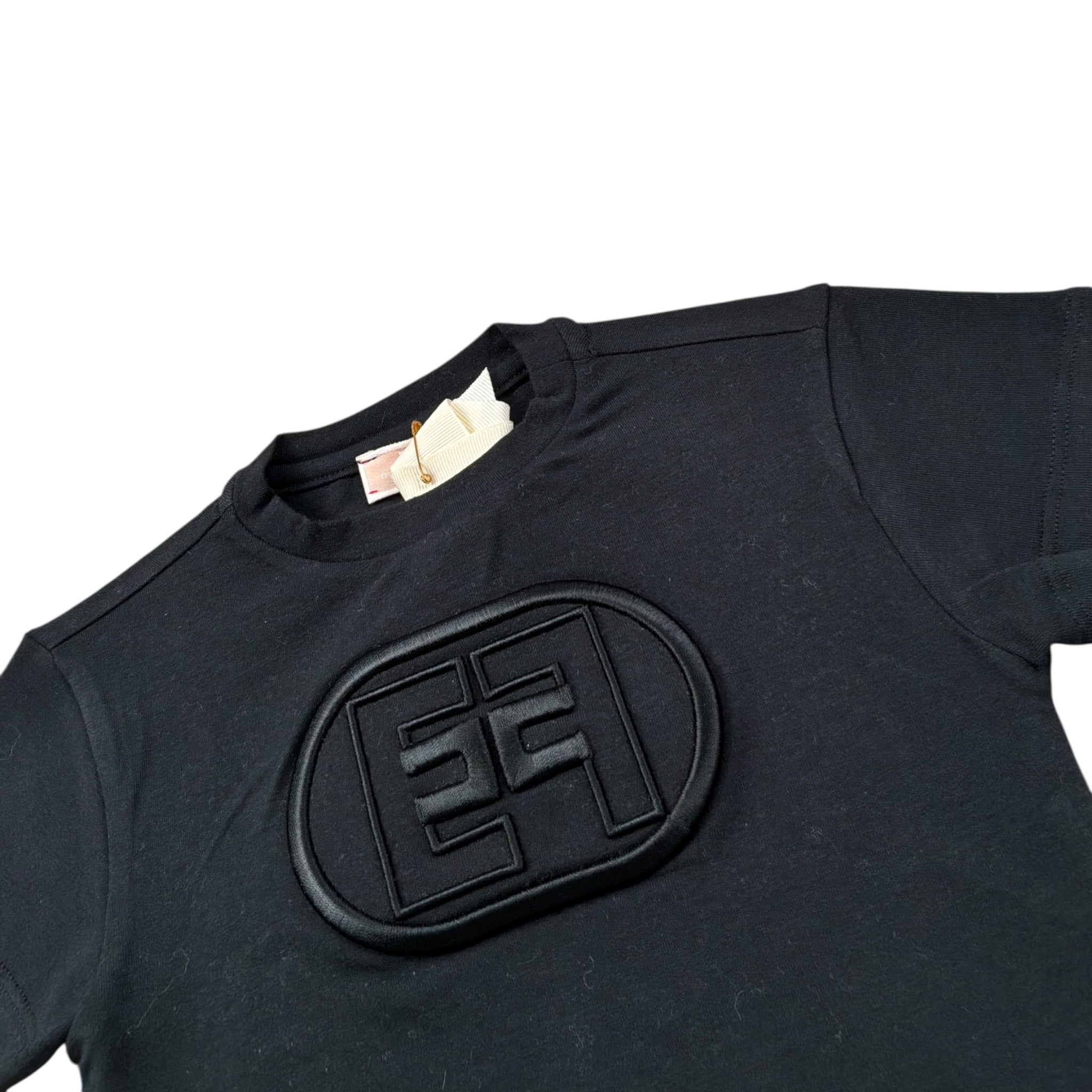 Elisabetta Franchi T-Shirt Girocollo tinta unita con Stampa Nero per Bambina EGTS093J NERO ELISABETTA FRANCHI 