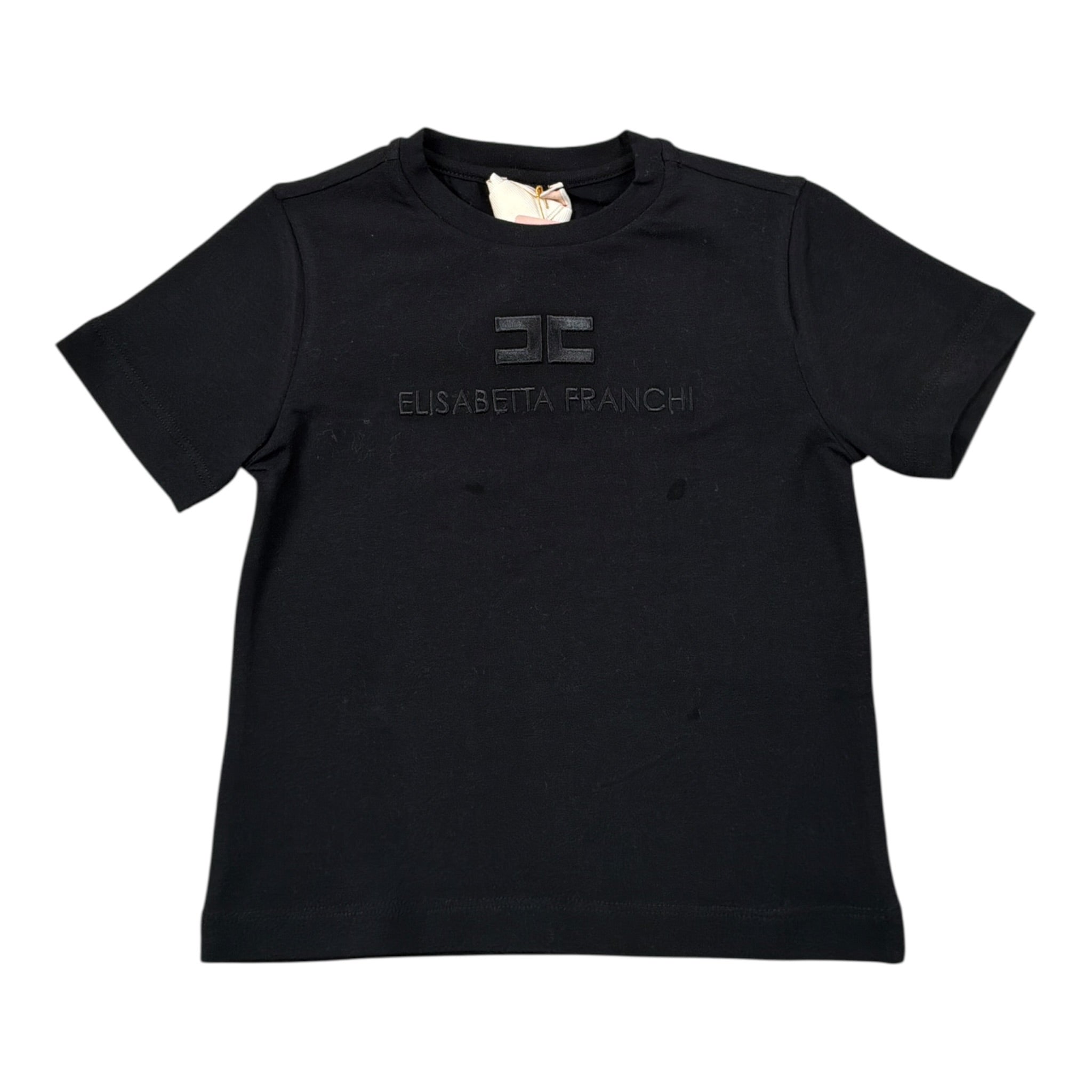 Elisabetta Franchi T-Shirt Girocollo tinta unita con Stampa Nero per Neonata EGTS098 NERO ELISABETTA FRANCHI 