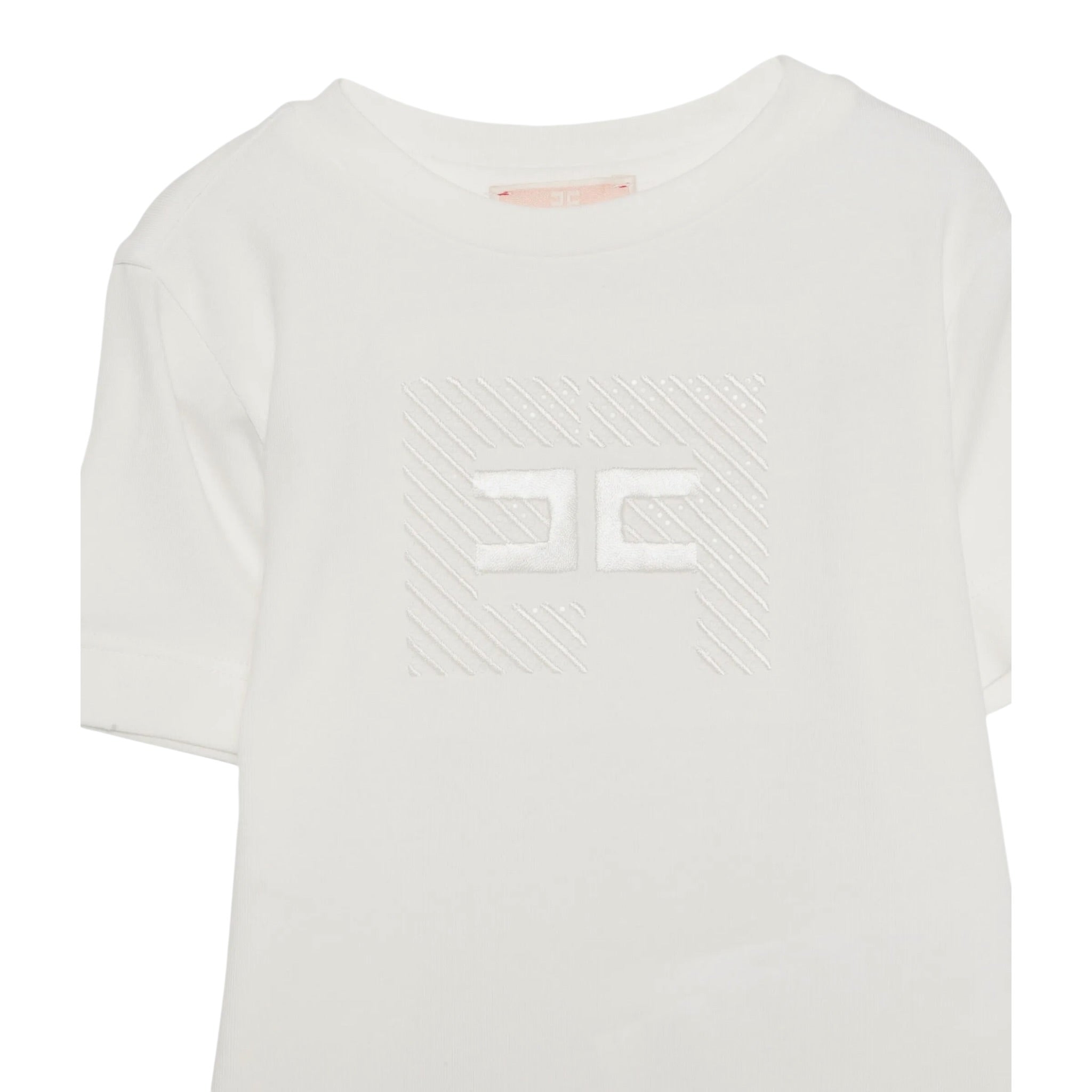 Elisabetta Franchi T-Shirt tinta unita Girocollo con Stampa Bianco per Neonata EGTS099X BIANCO ELISABETTA FRANCHI 