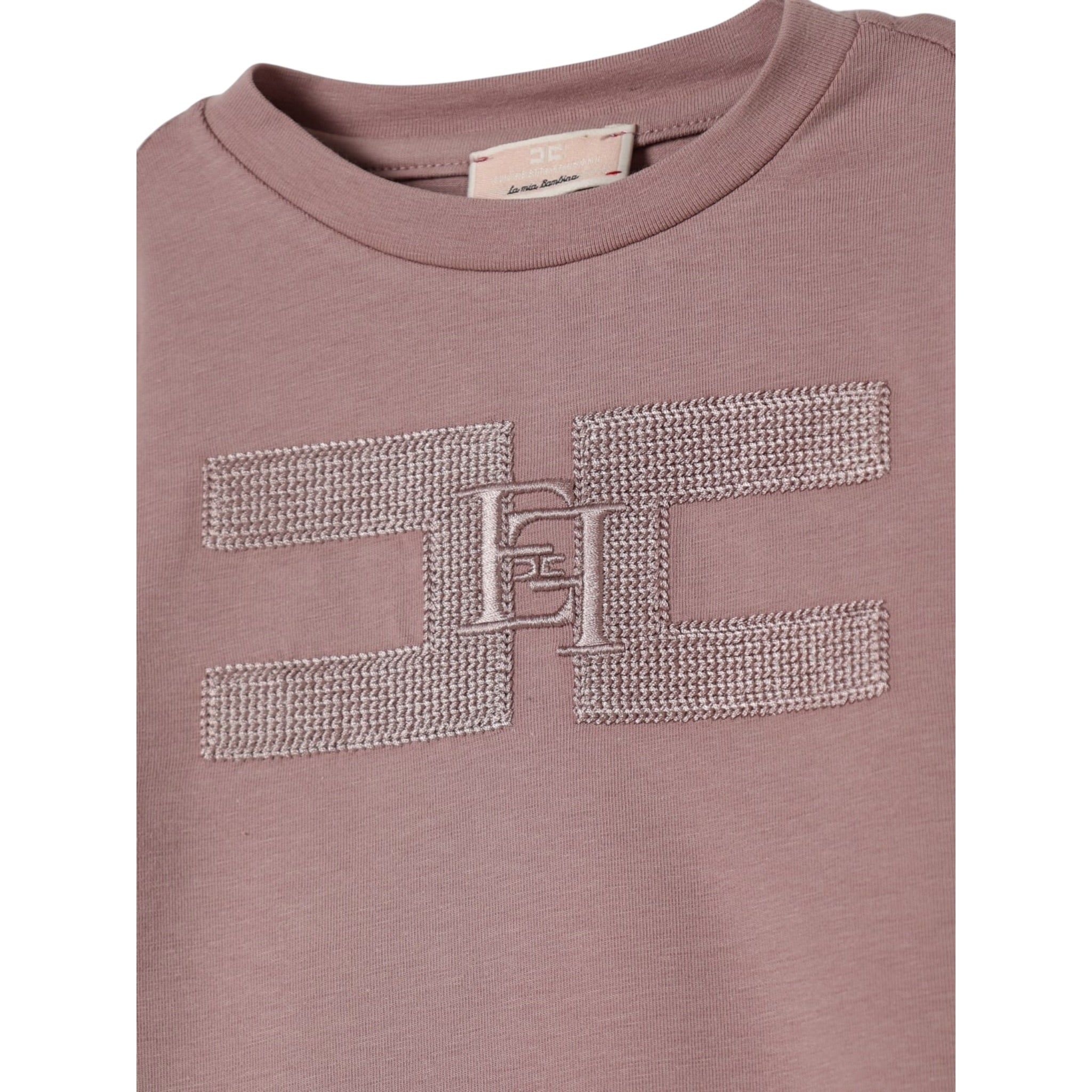 Elisabetta Franchi T-Shirt tinta unita con Logo Rosa Antico per Neonata EGTS100 ROSA ANTICO ELISABETTA FRANCHI 