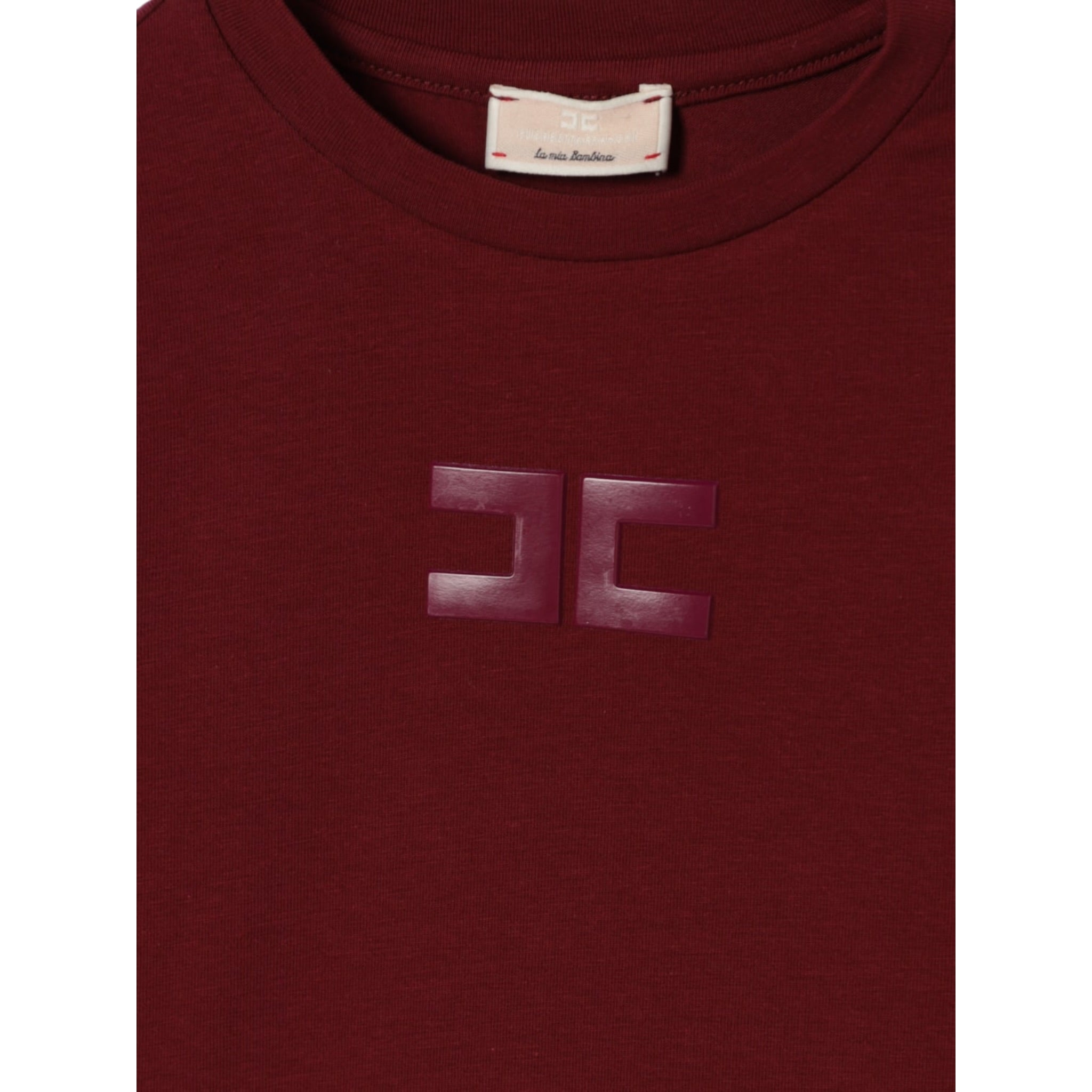 Elisabetta Franchi T-Shirt Girocollo tinta unita con Stampa Bordeaux per Neonata EGTS103X BORDEAUX ELISABETTA FRANCHI 