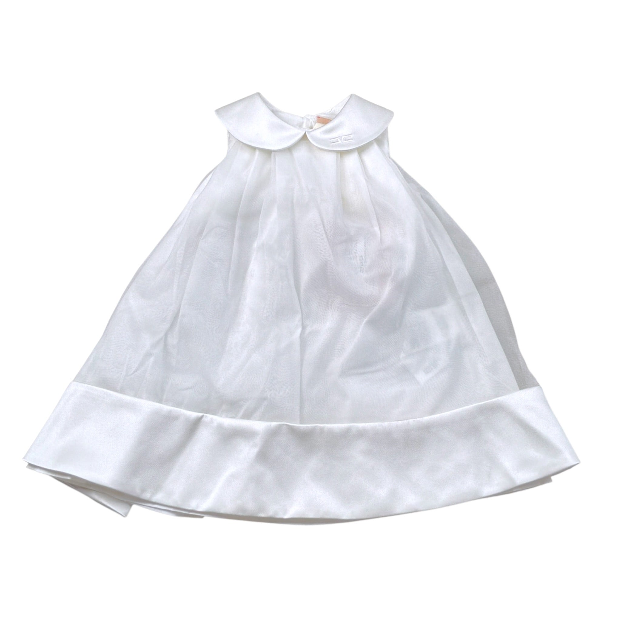 Elisabetta Franchi Abito Giromanica tinta unita con Tulle Bianco per Neonata ENAB062 BIANCO ELISABETTA FRANCHI 