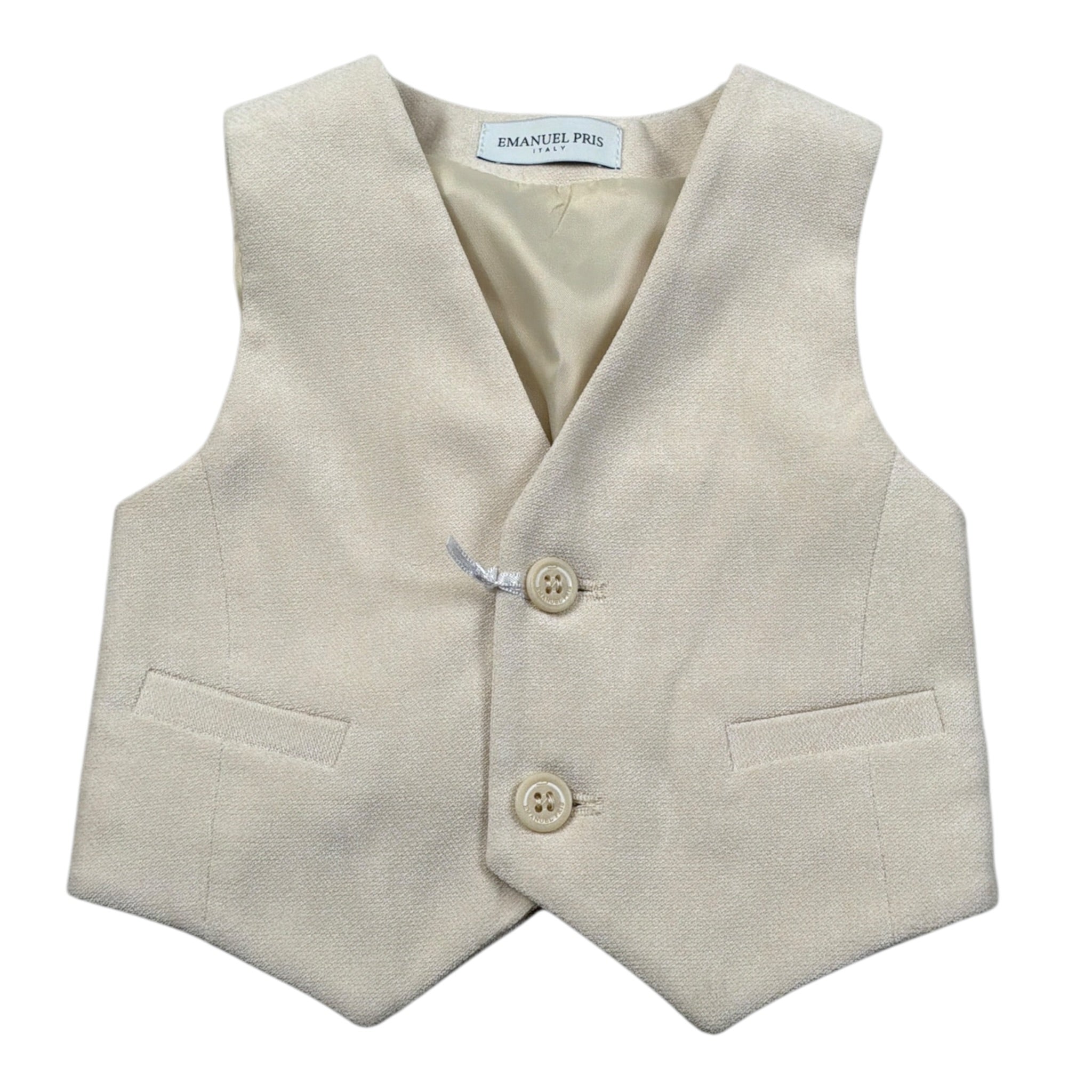 Emanuel Pris Gilet tinta unita In Camoscio Beige per Neonato EP215I BEIGE EMANUEL PRIS 