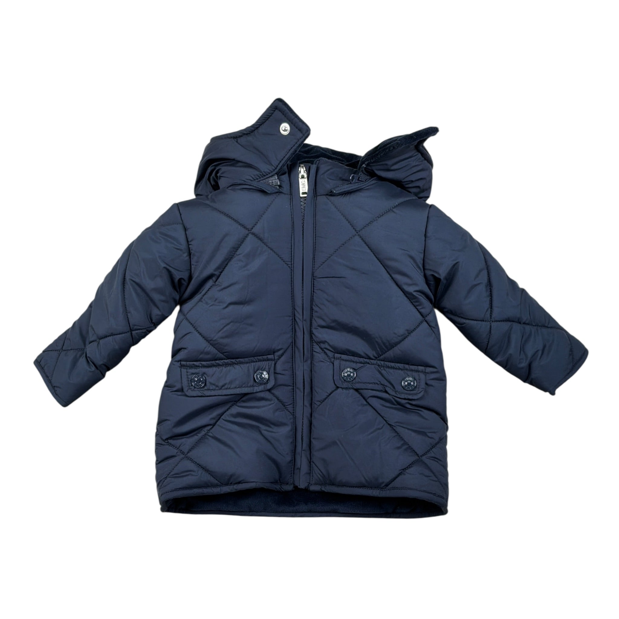 Emc Giubbino tinta unita con Zip E Cappuccio Blu per Neonato AV1208 BLU EMC 