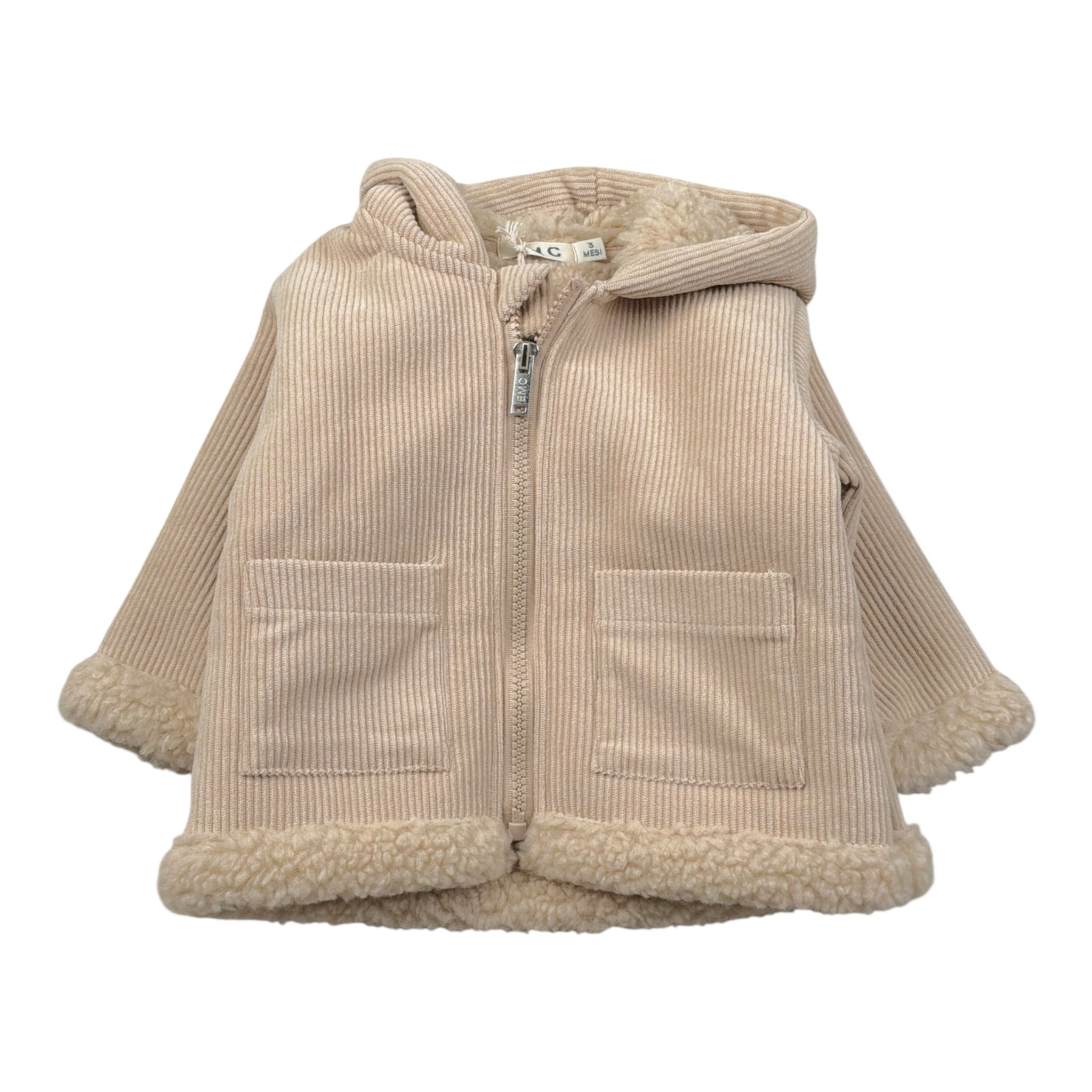 Emc Giubbino tinta unita con Zip E Cappuccio Beige per Neonato AV1235 BEIGE EMC 