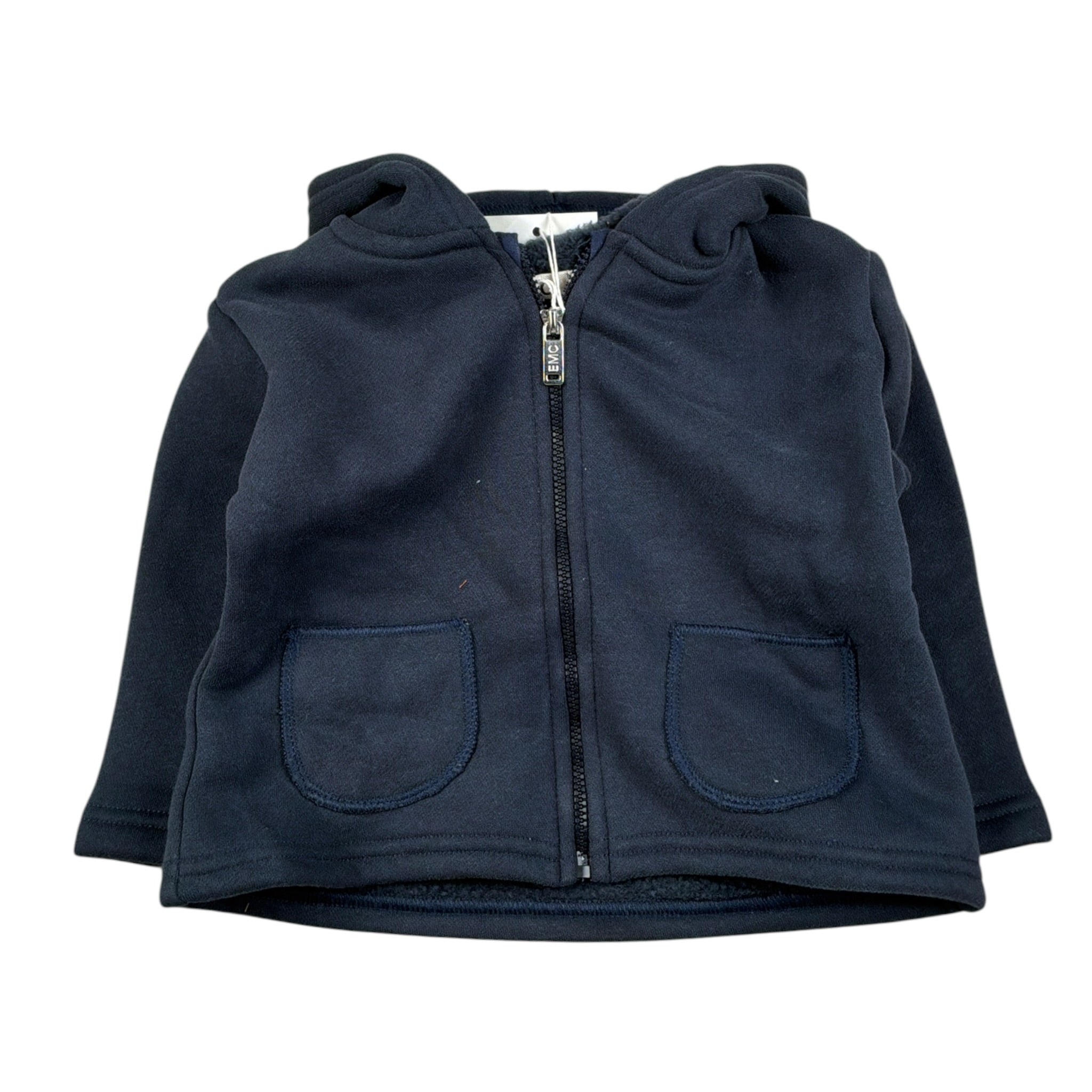 Emc Felpa tinta unita con Zip E Cappuccio Blu per Neonato CE1684 BLU EMC 
